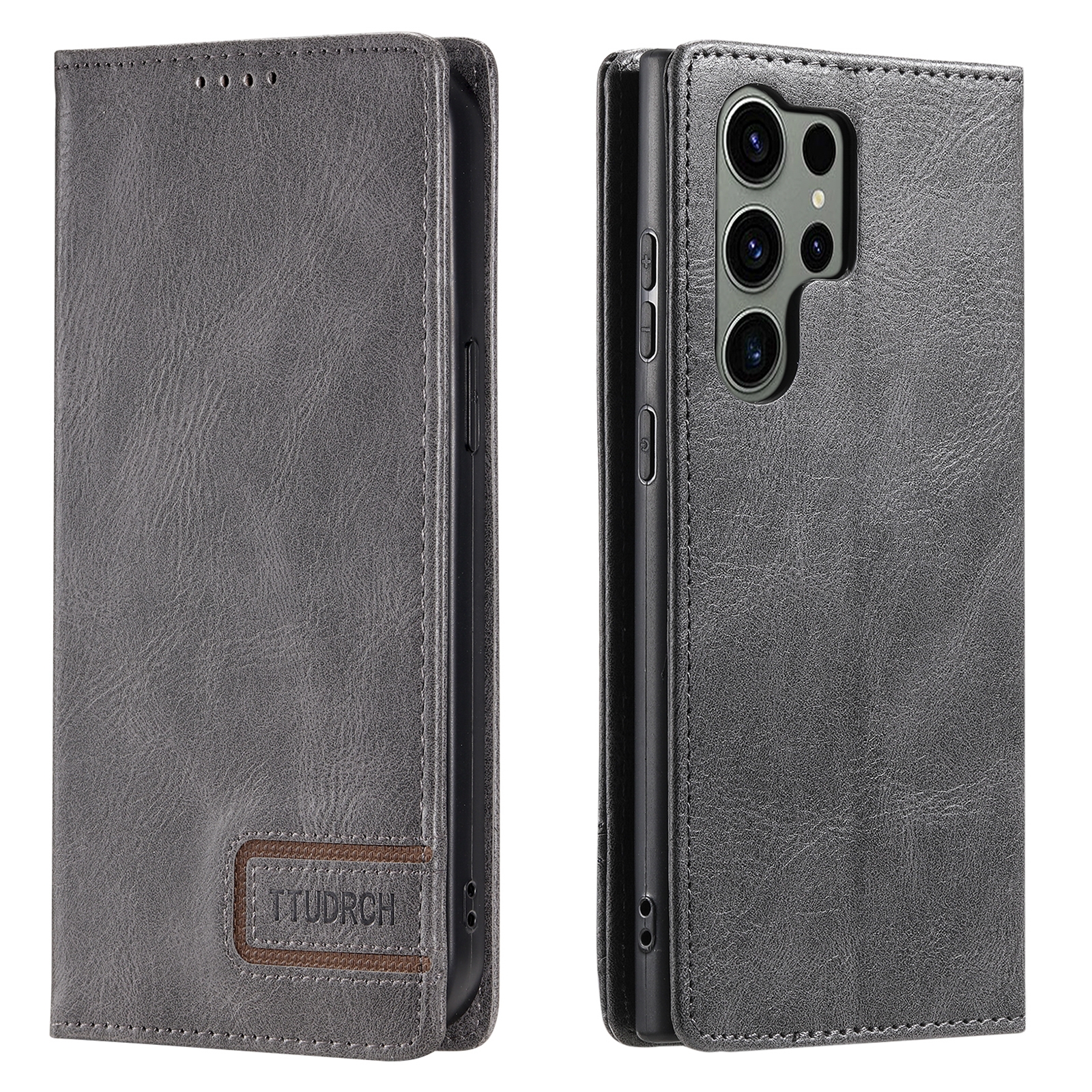 For Samsung Galaxy S23 Ultra 5G TTUDRCH RFID Retro Texture Magnetic Leather Phone Case(Grey) For Samsung Galaxy S23 Ultra 5G TTUDRCH RFID Retro Texture Magnetic Leather Phone Case(Grey)