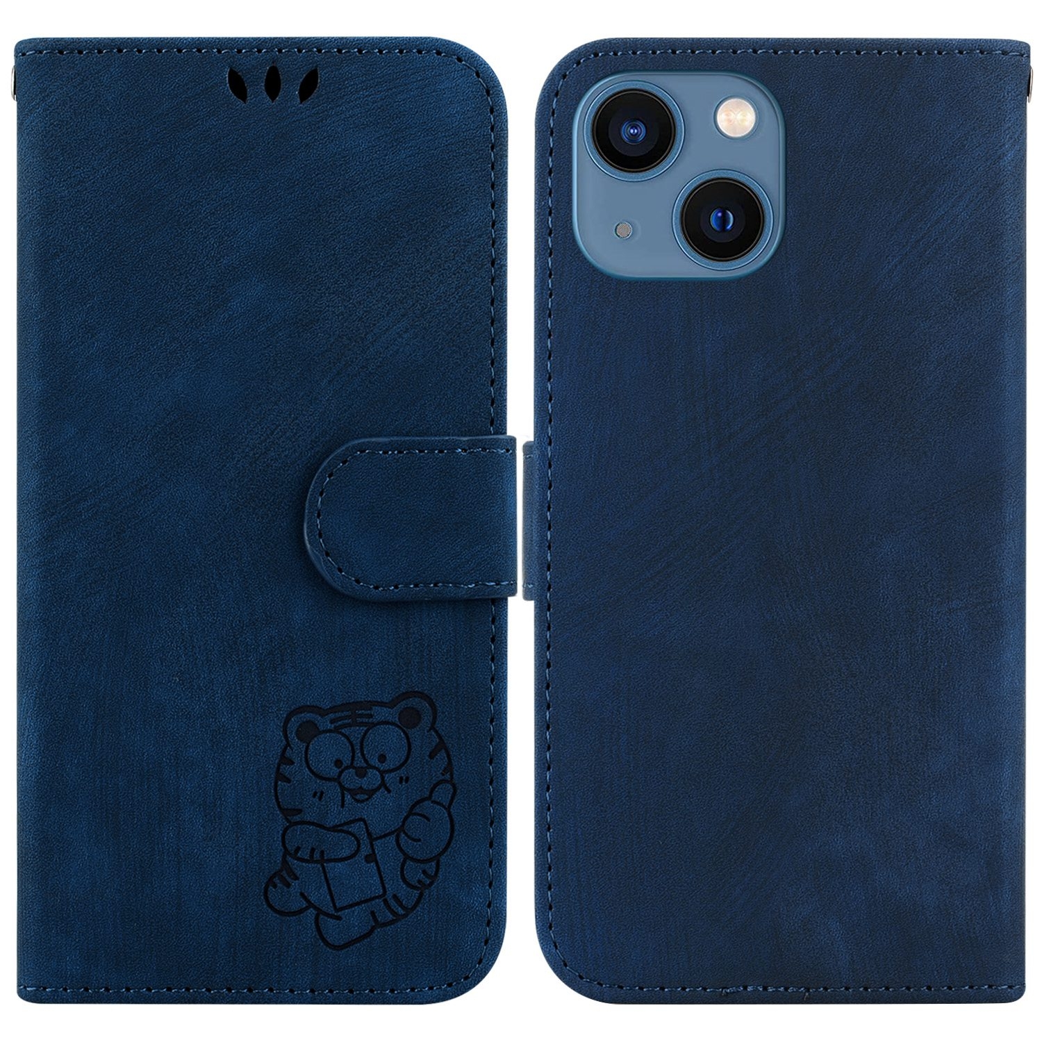 For iPhone 15 Plus Little Tiger Embossed Leather Phone Case(Dark Blue) For iPhone 15 Plus Little Tiger Embossed Leather Phone Case(Dark Blue)