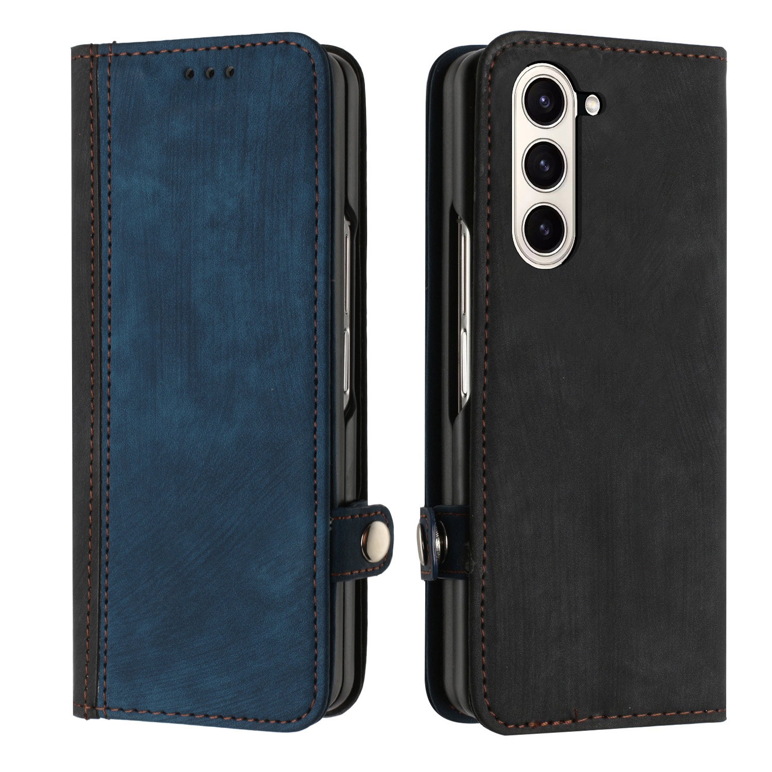 For Samsung Galaxy Z Fold5 Side Buckle Double Fold Leather Phone Case(Royal Blue) For Samsung Galaxy Z Fold5 Side Buckle Double Fold Leather Phone Case(Royal Blue)