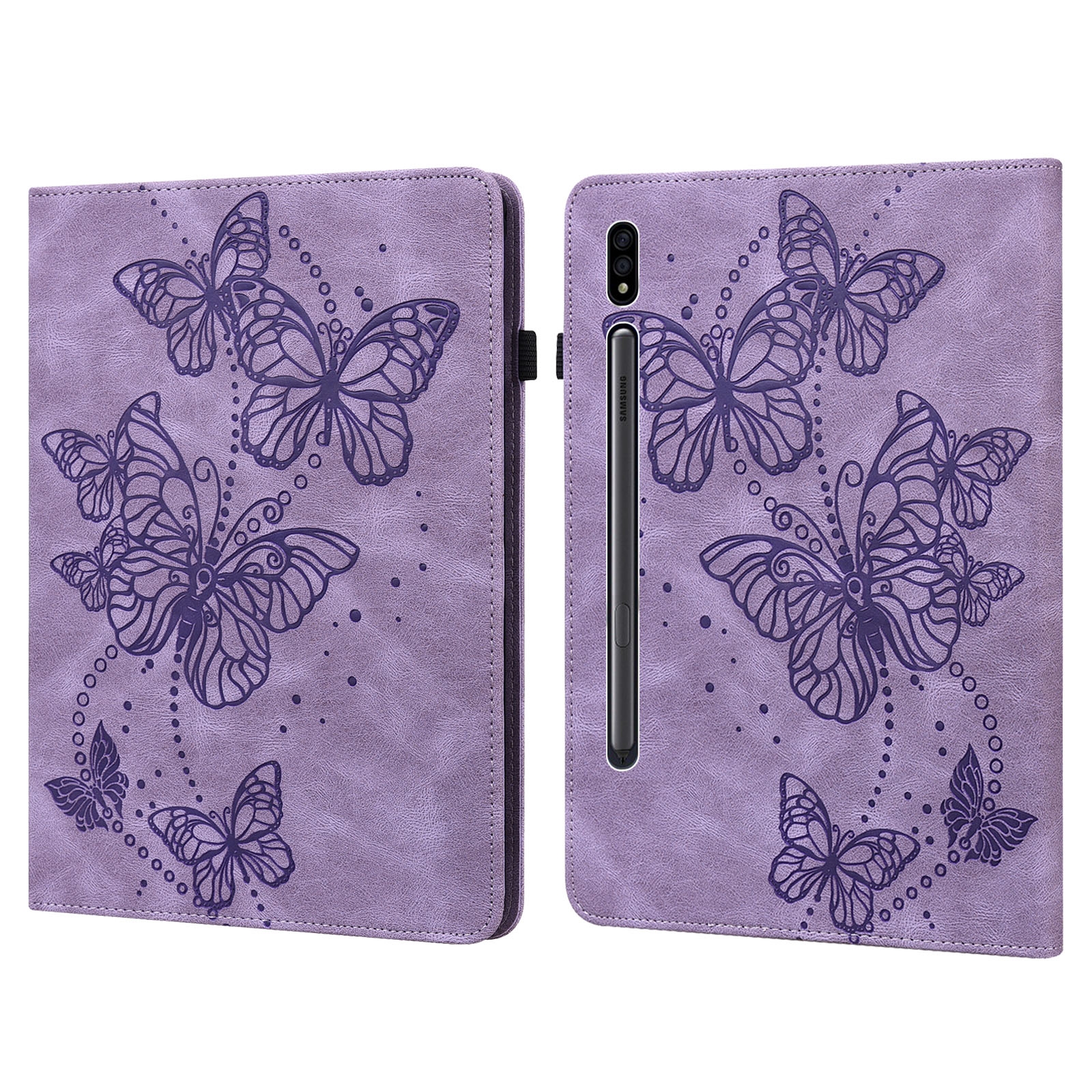 For Samsung Galaxy Tab S9 Embossed Butterfly Pattern Leather Tablet Case(Purple) For Samsung Galaxy Tab S9 Embossed Butterfly Pattern Leather Tablet Case(Purple)