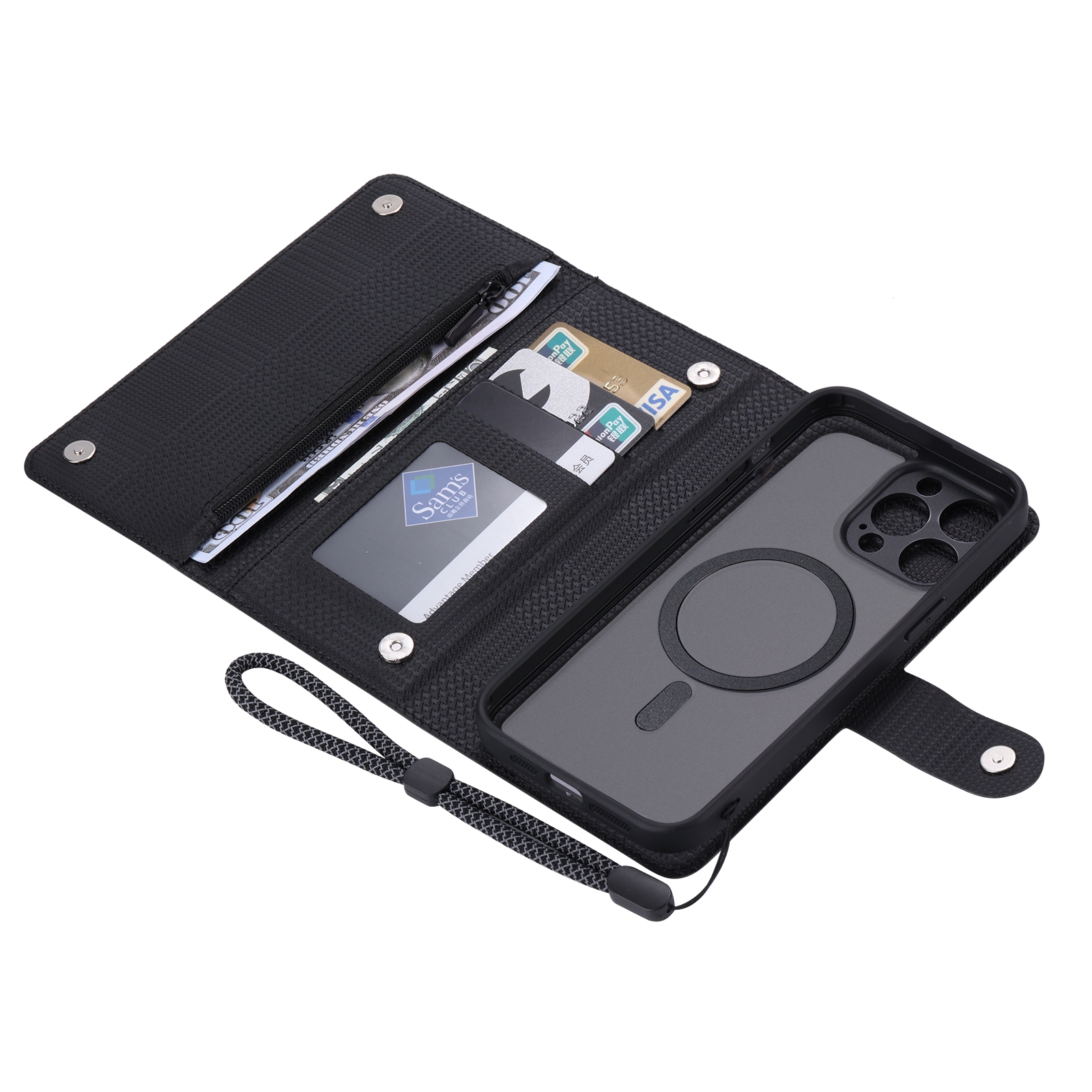 For iPhone 15 ViLi GHB Series MagSafe Magnetic Zipper Leather Phone Case(Black) For iPhone 15 ViLi GHB Series MagSafe Magnetic Zipper Leather Phone Case(Black)
