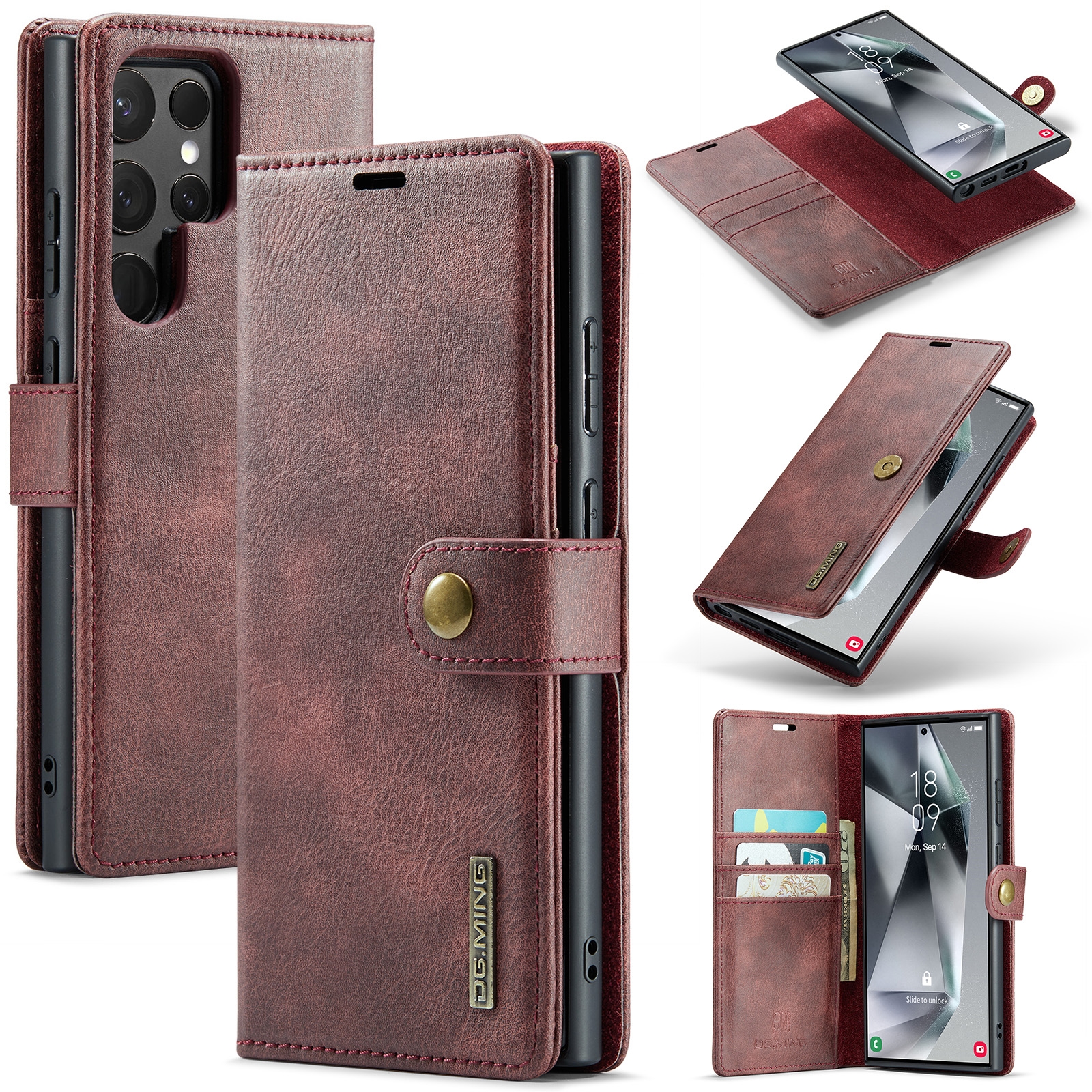 For Samsung Galaxy S24 Ultra 5G DG.MING Crazy Horse Texture Detachable Magnetic Leather Case(Red) For Samsung Galaxy S24 Ultra 5G DG.MING Crazy Horse Texture Detachable Magnetic Leather Case(Red)
