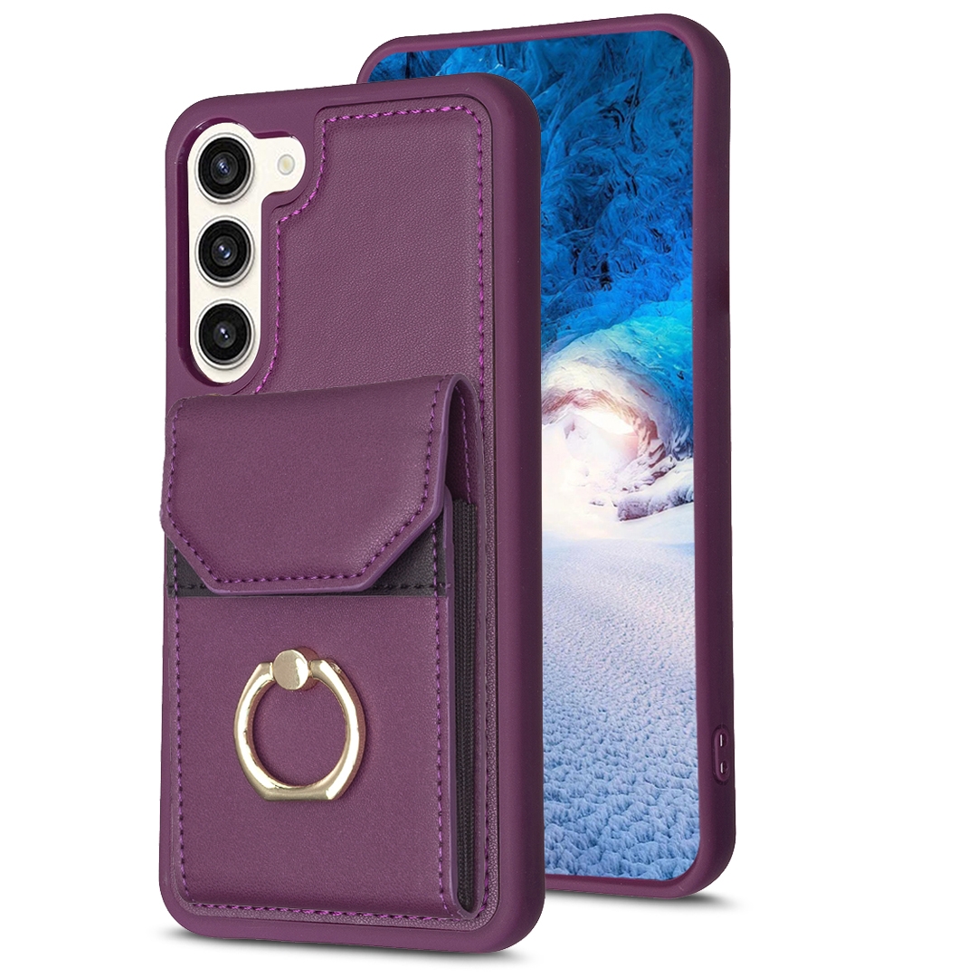 For Samsung Galaxy S23+ 5G BF29 Organ Card Bag Ring Holder Phone Case(Dark Purple) For Samsung Galaxy S23+ 5G BF29 Organ Card Bag Ring Holder Phone Case(Dark Purple)