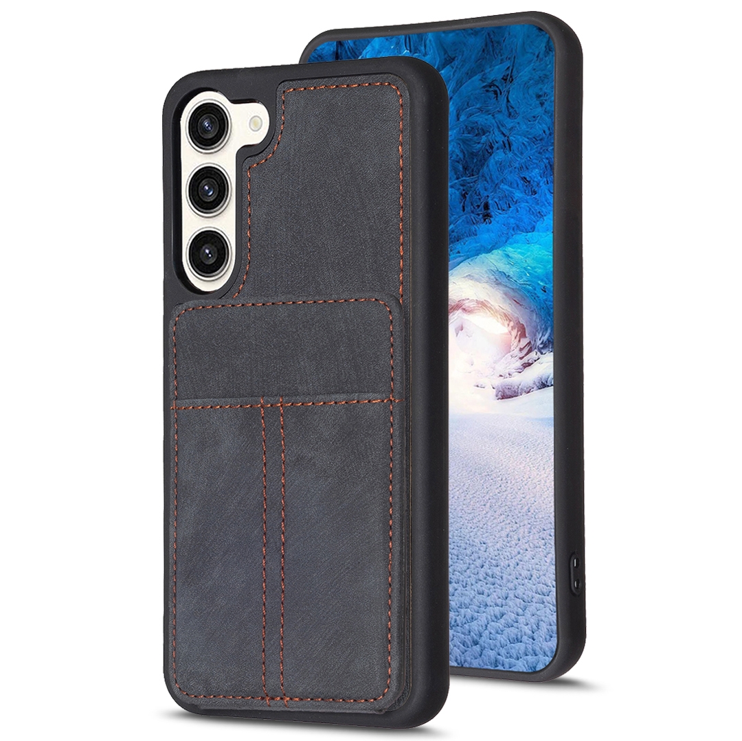 For Samsung Galaxy S23+ 5G BF28 Frosted Card Bag Phone Case with Holder(Black) For Samsung Galaxy S23+ 5G BF28 Frosted Card Bag Phone Case with Holder(Black)