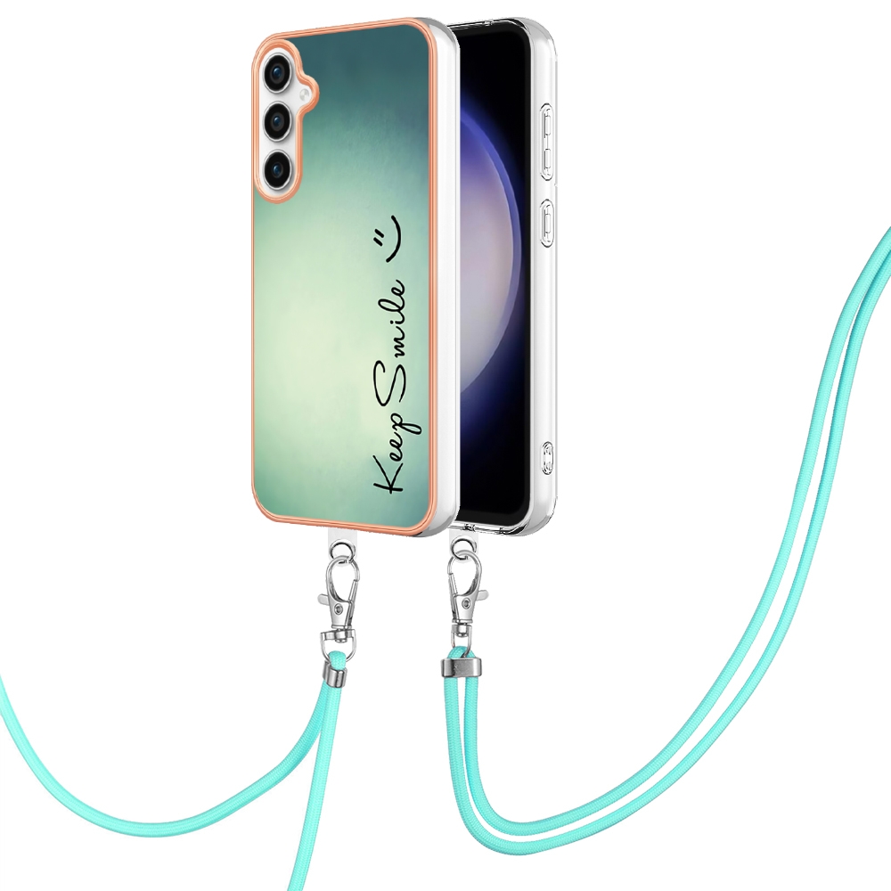 For Samsung Galaxy S23 FE 5G Electroplating Dual-side IMD Phone Case with Lanyard(Smile) For Samsung Galaxy S23 FE 5G Electroplating Dual-side IMD Phone Case with Lanyard(Smile)