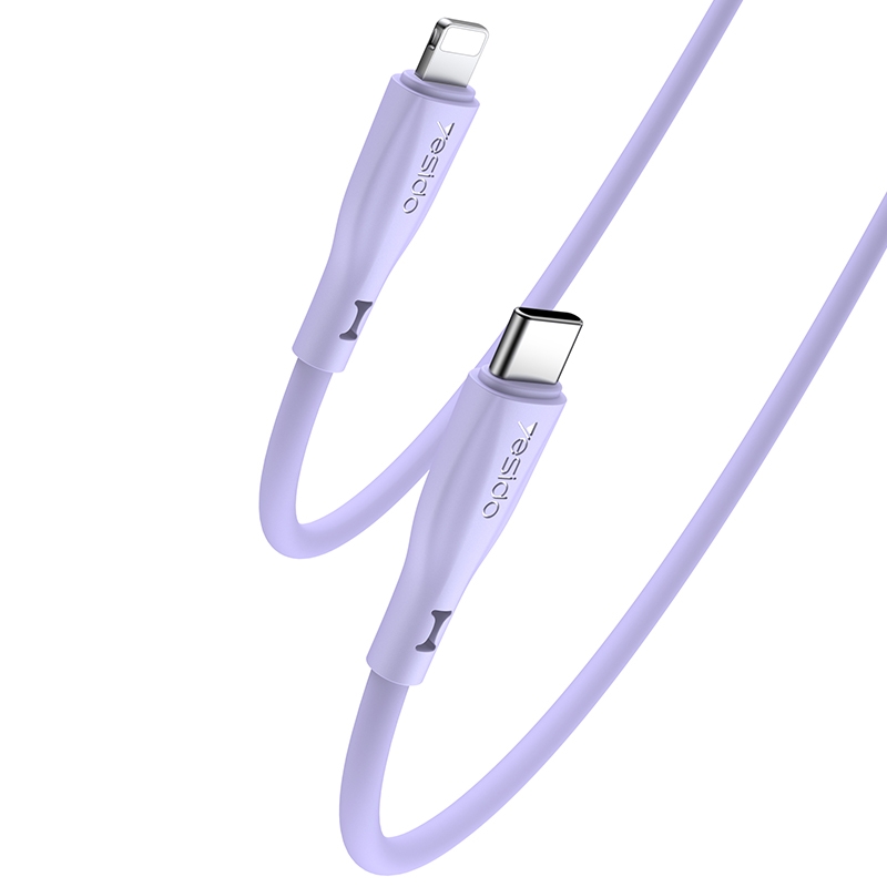 Yesido CA151 PD20W USB-C / Type-C to 8 Pin Silicone Charging Data Cable, Cable Length: 1m(Purple) Yesido CA151 PD20W USB-C / Type-C to 8 Pin Silicone Charging Data Cable, Cable Length: 1m(Purple)
