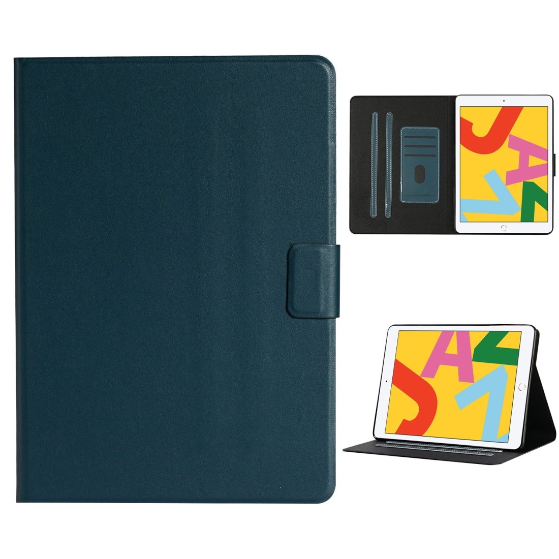 For iPad 10.2 Solid Color Horizontal Flip Leather Case with Card Slots & Holder & Sleep / Wake-up Function(Dark Green) For iPad 10.2 Solid Color Horizontal Flip Leather Case with Card Slots & Holder & Sleep / Wake-up Function(Dark Green)