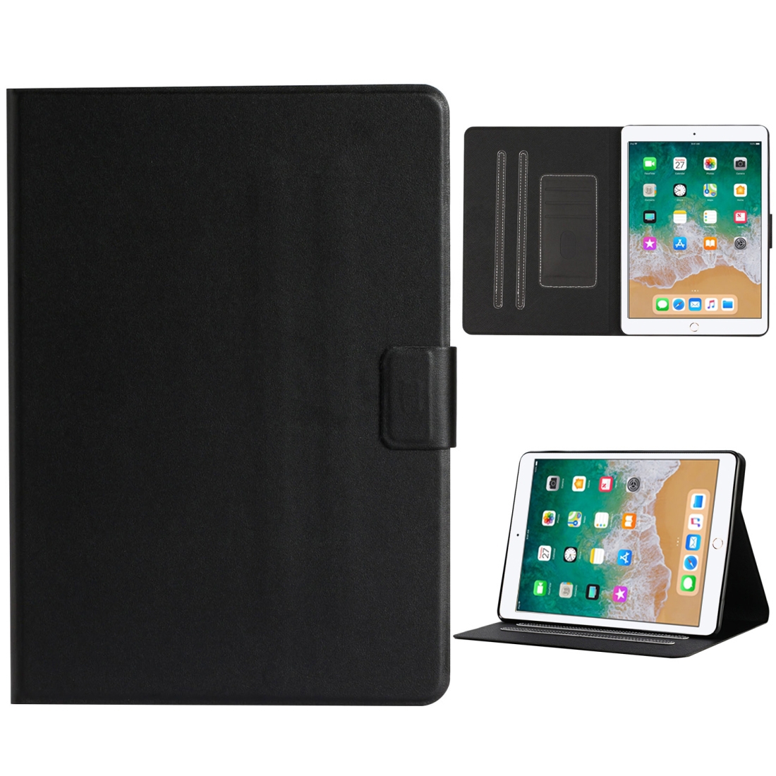 For iPad 9.7 (2017/2018) & Air 2 & Air Solid Color Horizontal Flip Leather Case with Card Slots & Holder & Sleep / Wake-up Function(Black) For iPad 9.7 (2017/2018) & Air 2 & Air Solid Color Horizontal Flip Leather Case with Card Slots & Holder & Sleep / Wake-up Function(Black)