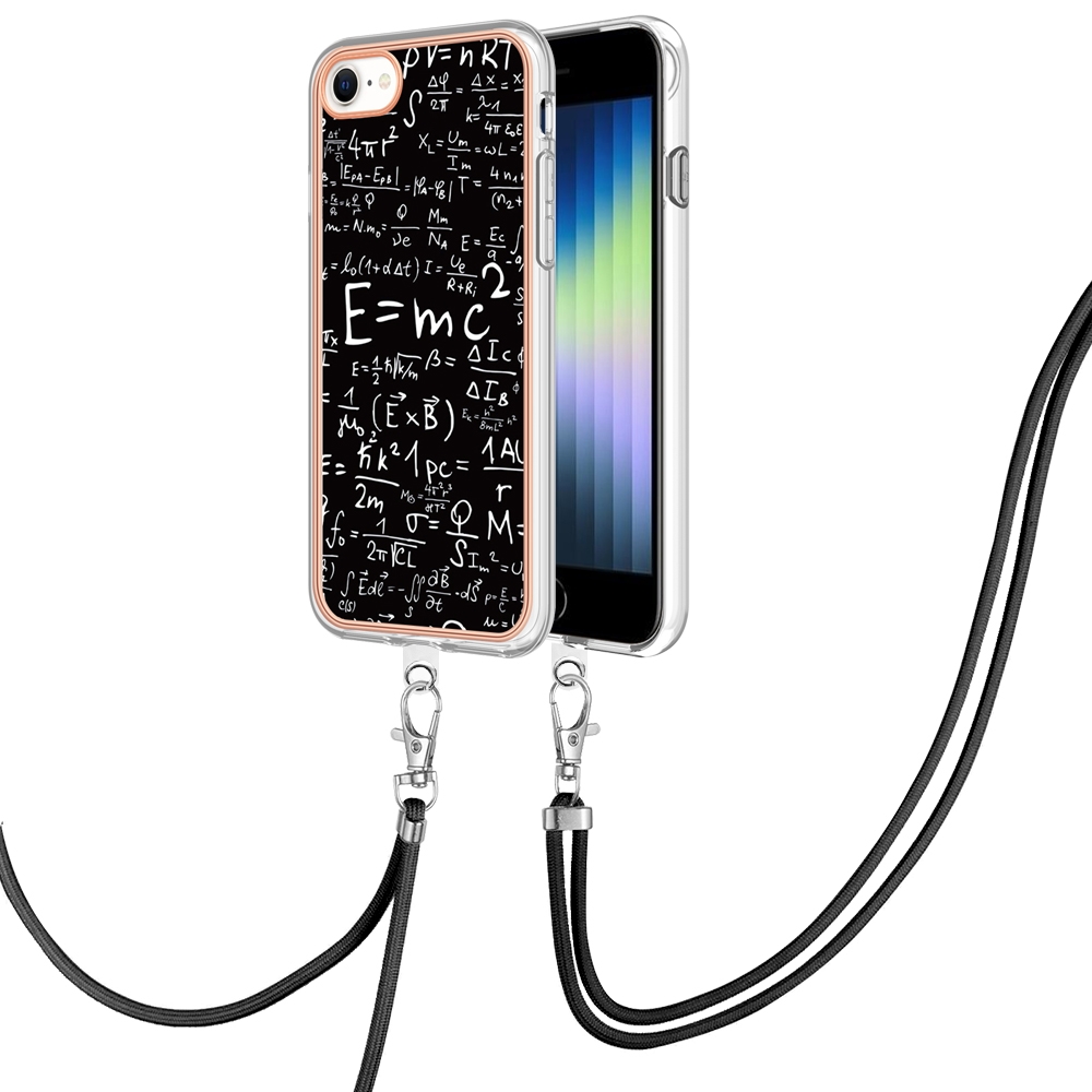 For iPhone SE 2022 / SE 2020 / 8 / 7 Electroplating Dual-side IMD Phone Case with Lanyard(Equation) For iPhone SE 2022 / SE 2020 / 8 / 7 Electroplating Dual-side IMD Phone Case with Lanyard(Equation)