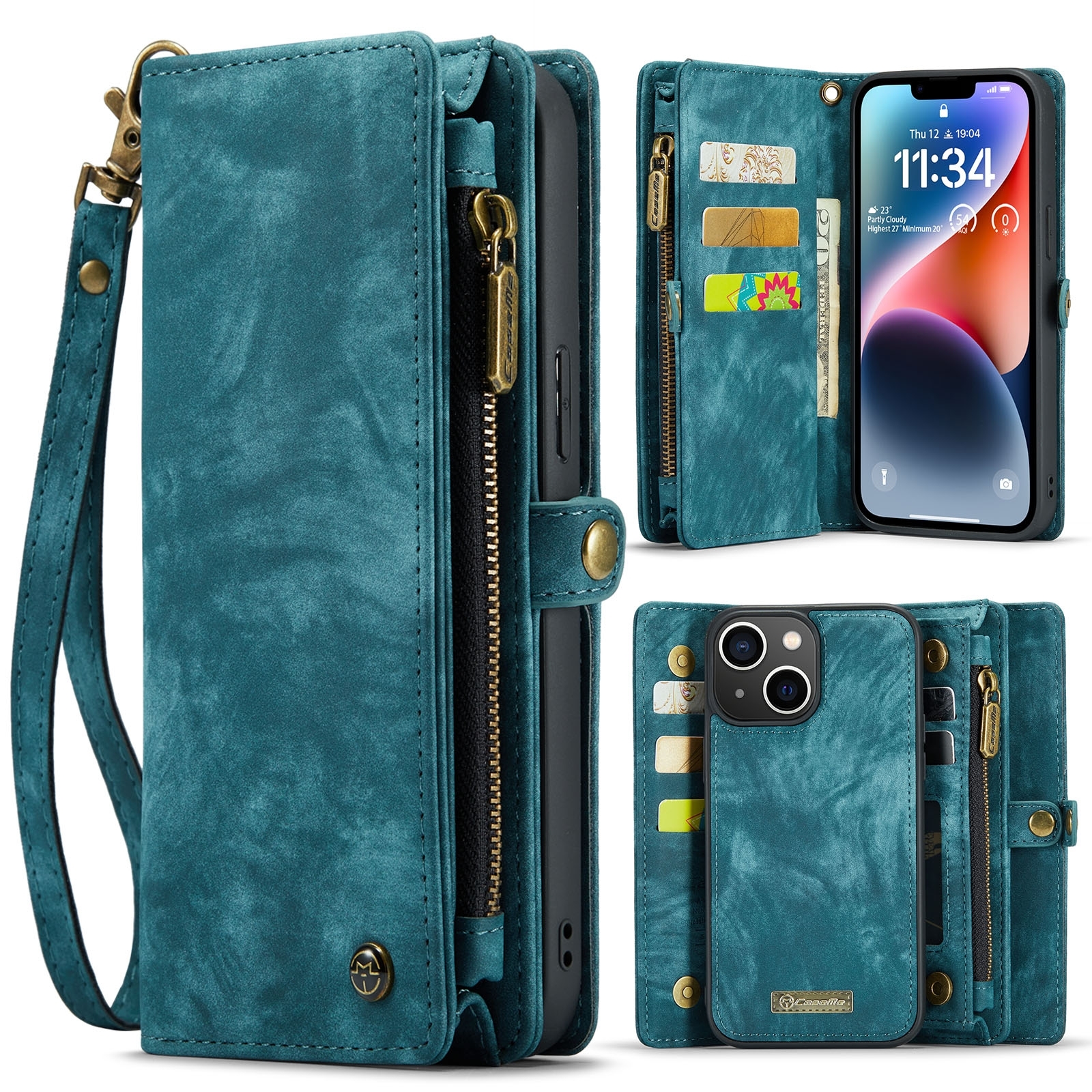 For iPhone 15 CaseMe 008 Detachable Multifunctional Leather Phone Case(Blue) For iPhone 15 CaseMe 008 Detachable Multifunctional Leather Phone Case(Blue)