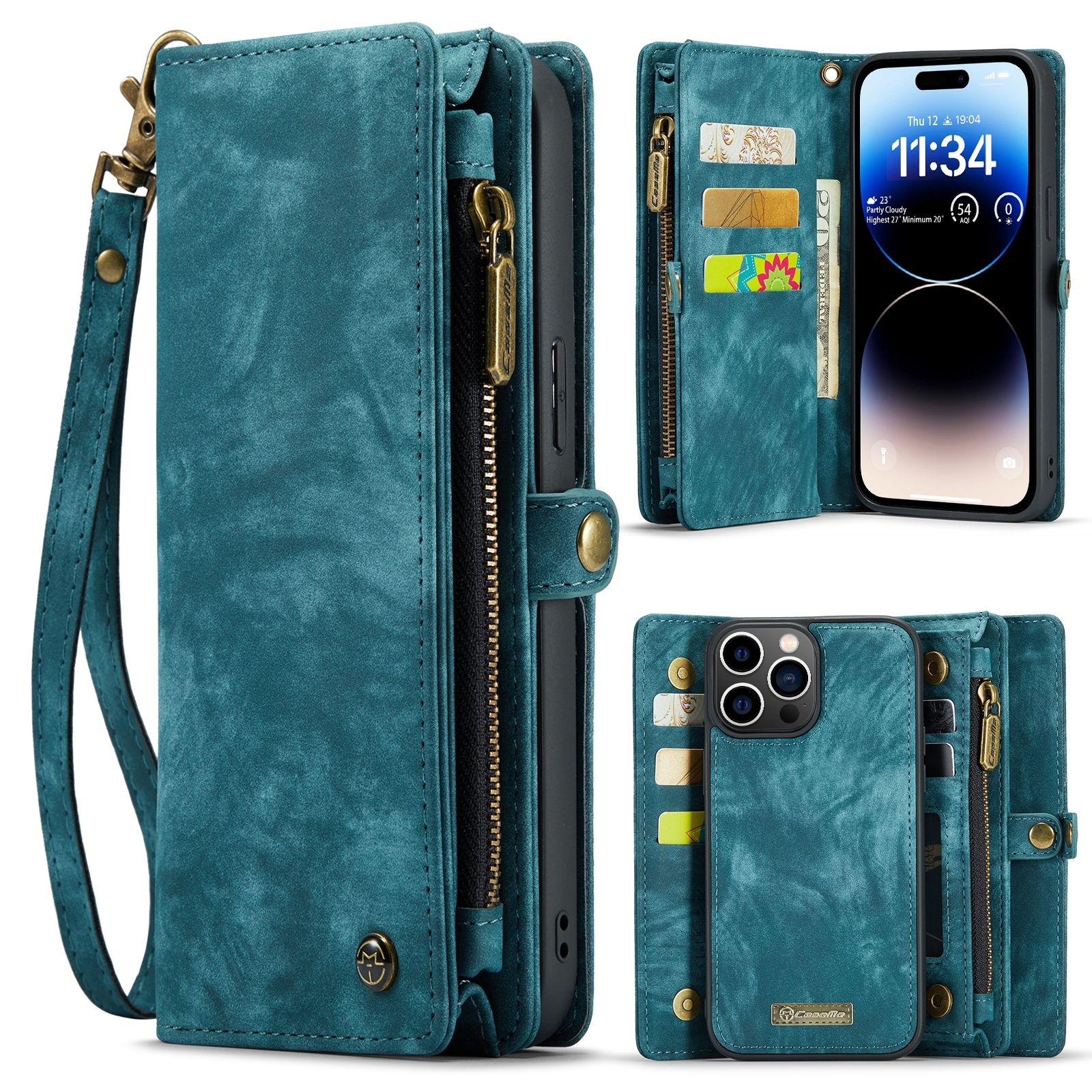 For iPhone 15 Pro CaseMe 008 Detachable Multifunctional Leather Phone Case(Blue) For iPhone 15 Pro CaseMe 008 Detachable Multifunctional Leather Phone Case(Blue)
