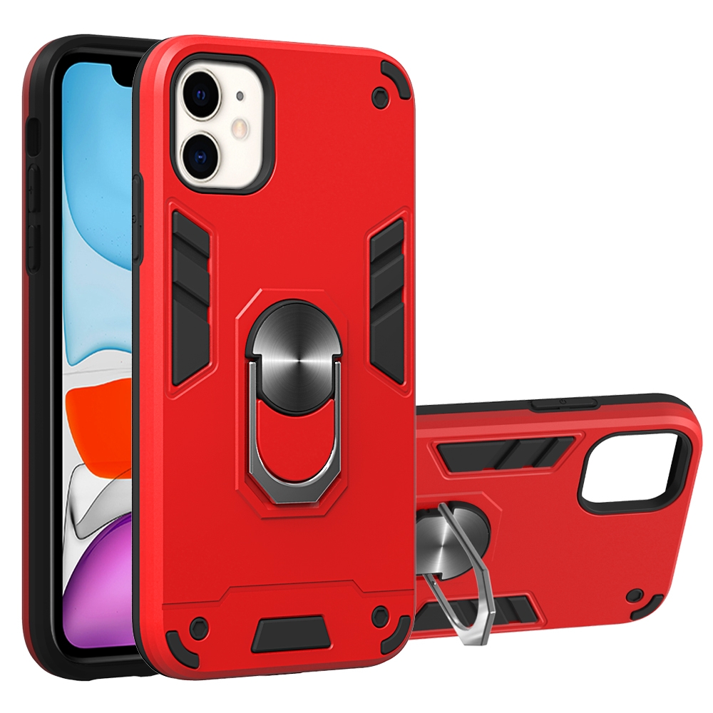 For iPhone 11 2 in 1 Armour Series PC + TPU Protective Case with Ring Holder(Red) For iPhone 11 2 in 1 Armour Series PC + TPU Protective Case with Ring Holder(Red)