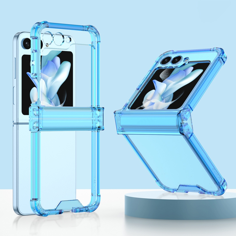 For Samsung Galaxy Z Flip5 GKK Electroplated Airbag Hinge Shockproof Phone Case(Transparent Blue) For Samsung Galaxy Z Flip5 GKK Electroplated Airbag Hinge Shockproof Phone Case(Transparent Blue)