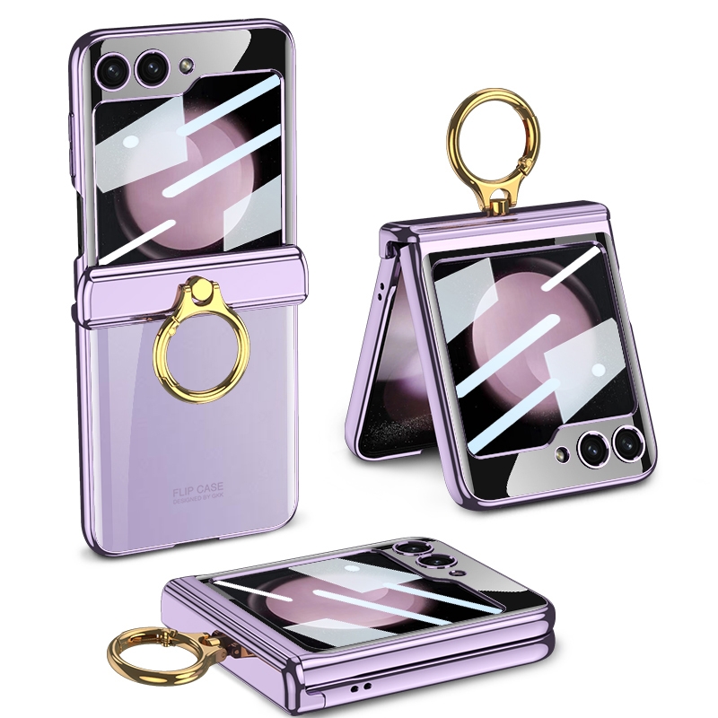 For Samsung Galaxy Z Flip5 GKK Magnetic Folding Phantom Rotary Phone Case with Ring Holder(Purple) For Samsung Galaxy Z Flip5 GKK Magnetic Folding Phantom Rotary Phone Case with Ring Holder(Purple)