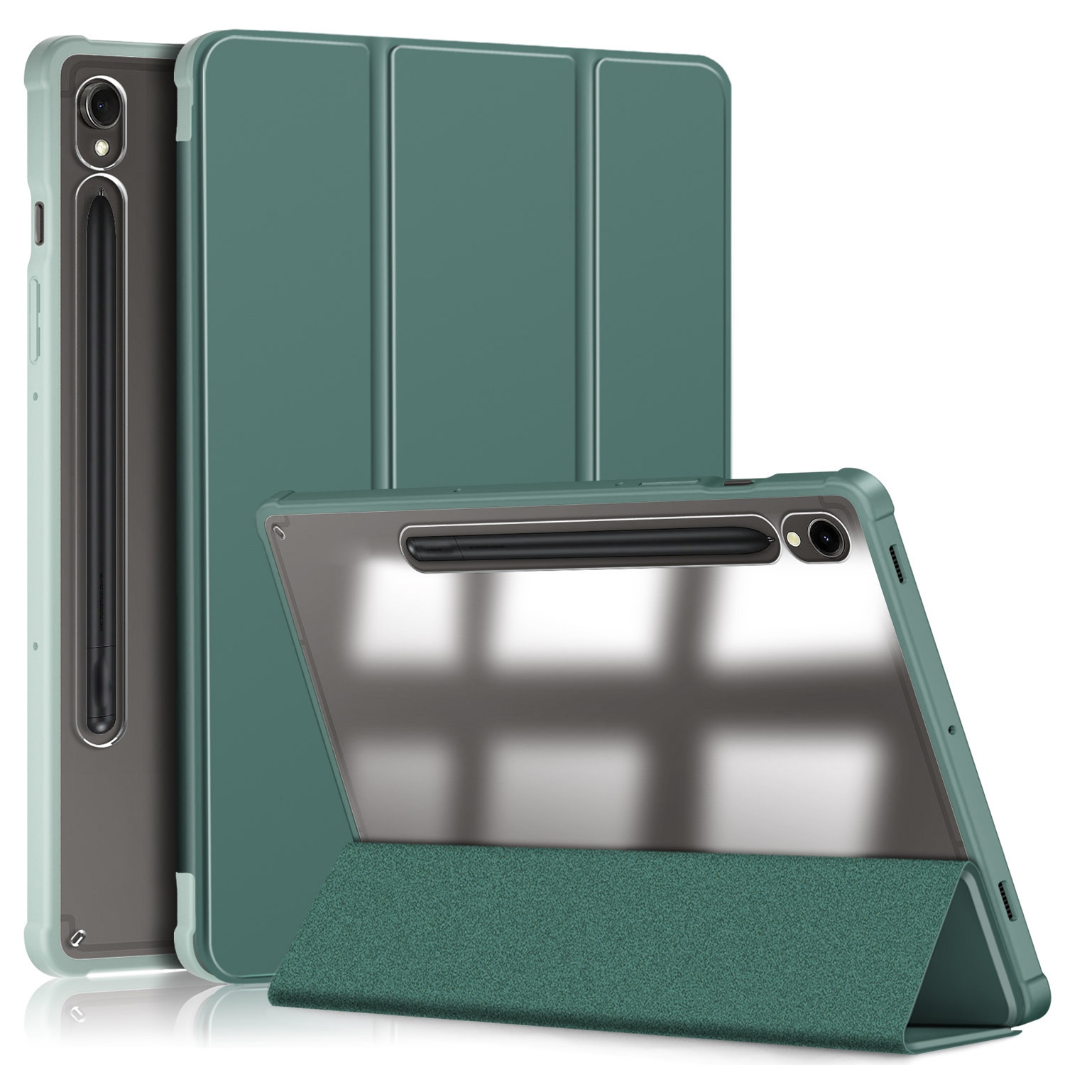 For Samsung Galaxy Tab S9 Acrylic 3-folding Smart Leather Tablet Case(Deep Green) For Samsung Galaxy Tab S9 Acrylic 3-folding Smart Leather Tablet Case(Deep Green)