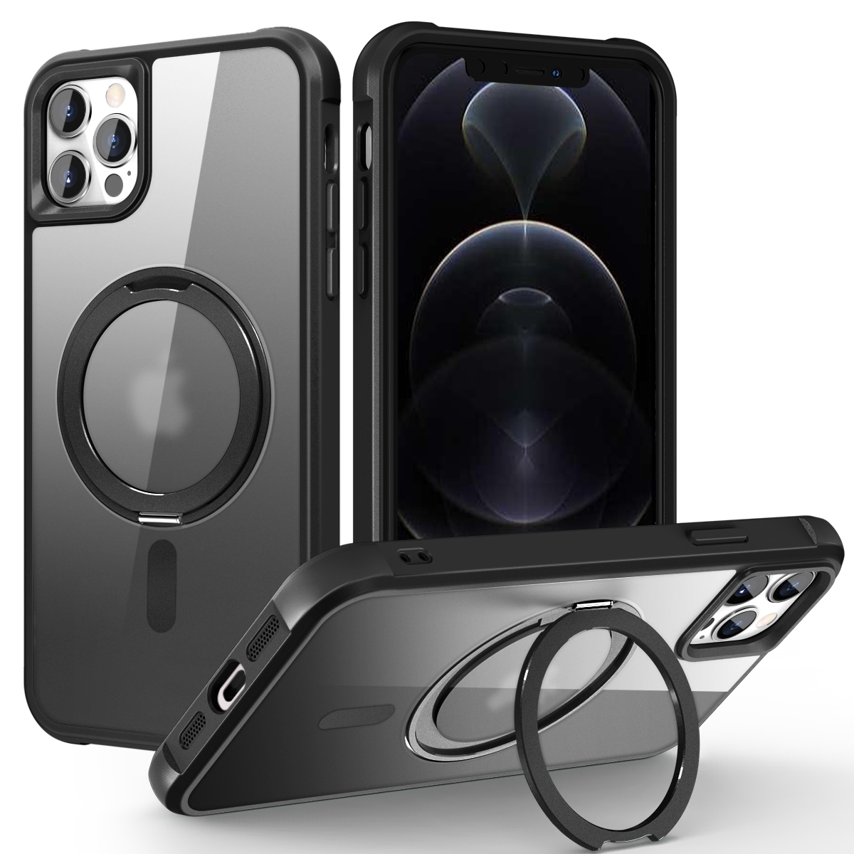 For iPhone 13 Pro Max / 12 Pro Max MagSafe Magnetic Rotating Holder Phone Case(Black) For iPhone 13 Pro Max / 12 Pro Max MagSafe Magnetic Rotating Holder Phone Case(Black)