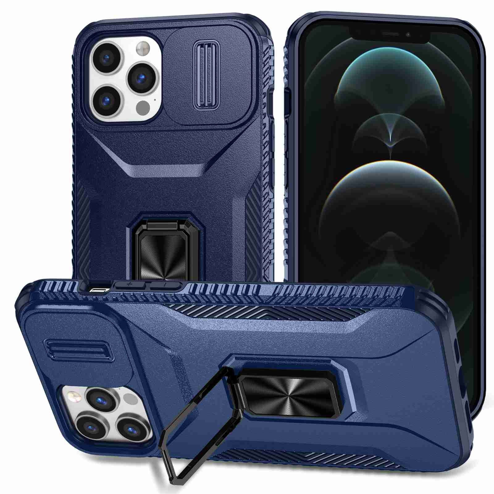 For iPhone 12 Pro Max Sliding Camshield Holder Phone Case(Blue) For iPhone 12 Pro Max Sliding Camshield Holder Phone Case(Blue)
