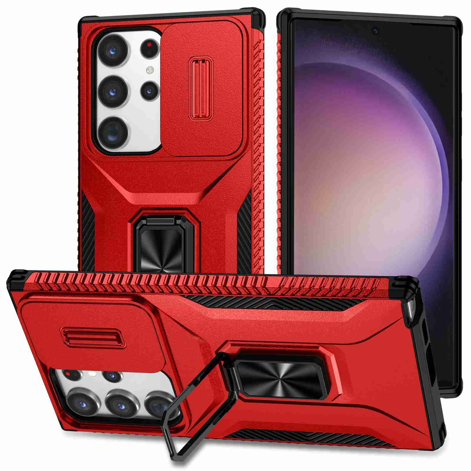 For Samsung Galaxy S23 Ultra 5G Sliding Camshield Holder Phone Case(Red) For Samsung Galaxy S23 Ultra 5G Sliding Camshield Holder Phone Case(Red)