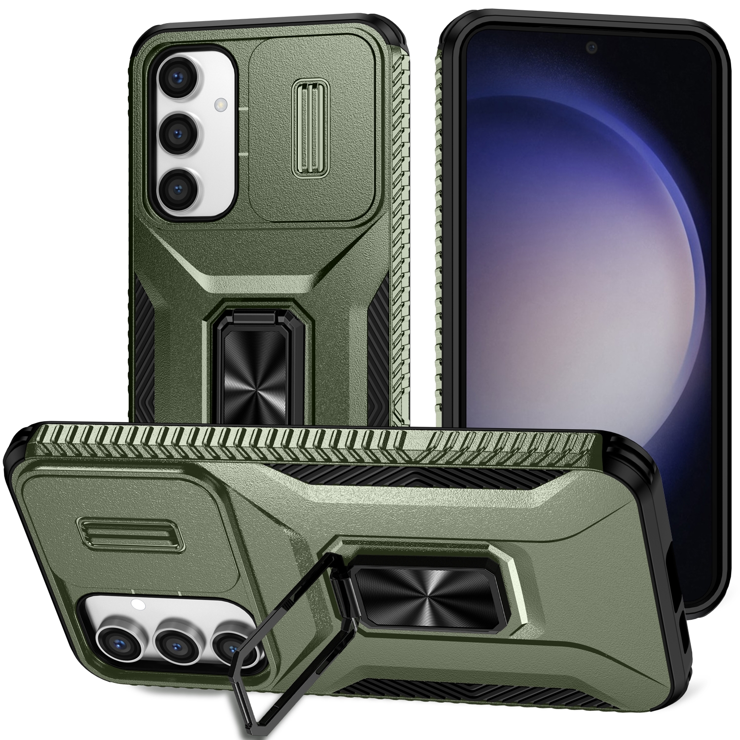 For Samsung Galaxy S23 FE 5G Sliding Camshield Holder Phone Case(Alpine Green) For Samsung Galaxy S23 FE 5G Sliding Camshield Holder Phone Case(Alpine Green)