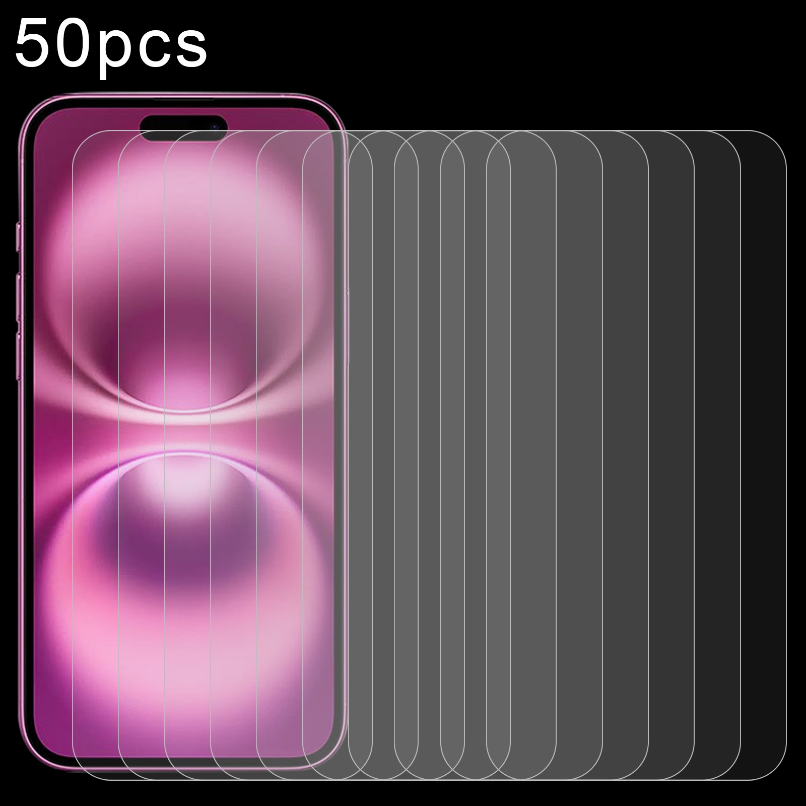 For iPhone 16 Plus 50pcs 0.26mm 9H 2.5D Tempered Glass Film For iPhone 16 Plus 50pcs 0.26mm 9H 2.5D Tempered Glass Film