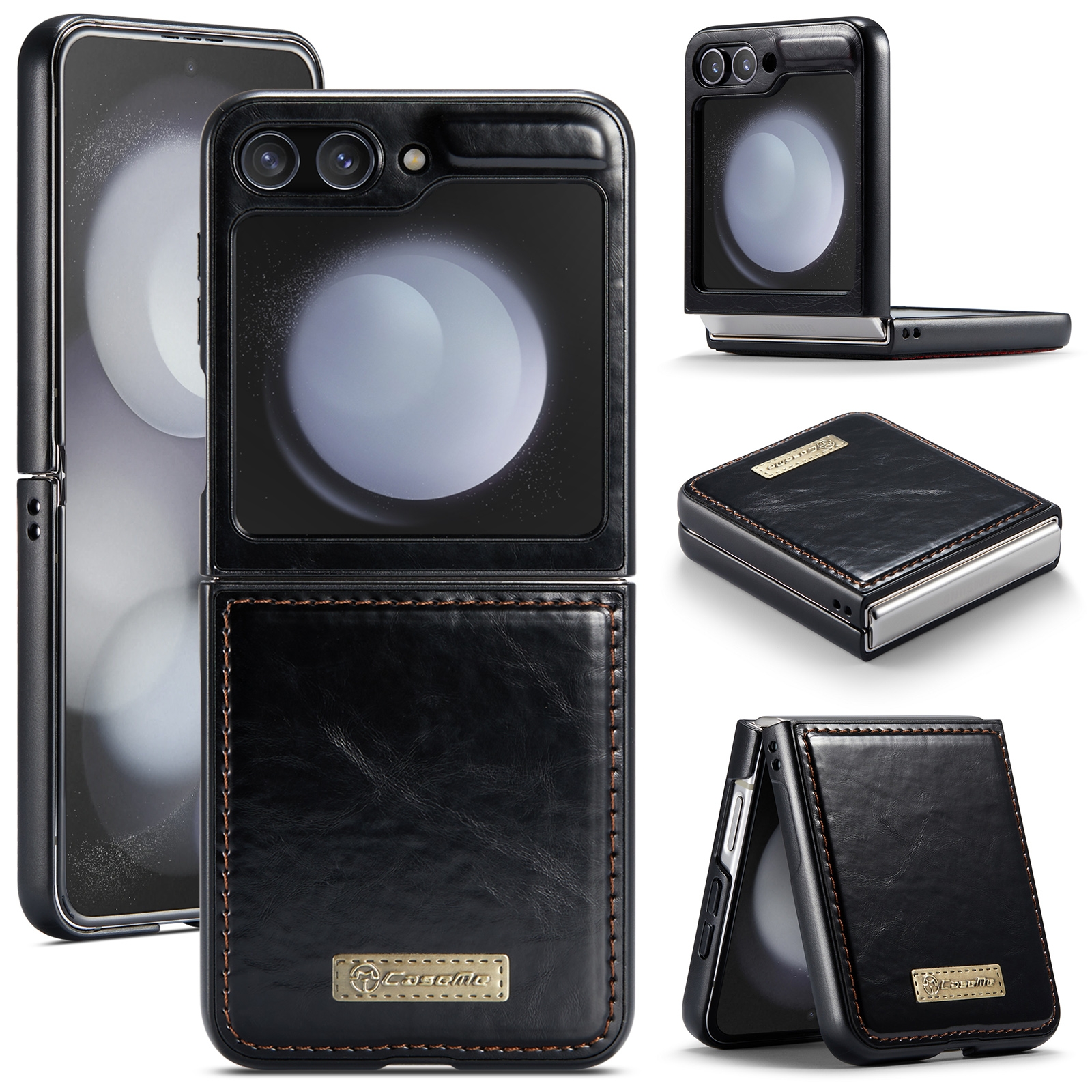 For Samsung Galaxy Z Flip5 CaseMe 003 PU + PC Business Style Crazy Horse Texture Leather Phone Case(Black) For Samsung Galaxy Z Flip5 CaseMe 003 PU + PC Business Style Crazy Horse Texture Leather Phone Case(Black)