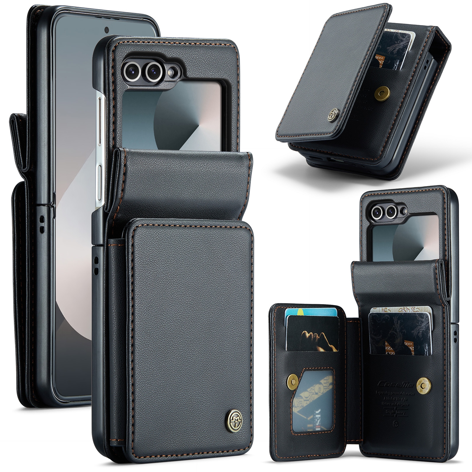 For Samsung Galaxy Z Flip6 5G CaseMe C22 PC+TPU Business Style RFID Anti-theft Leather Phone Case(Black) For Samsung Galaxy Z Flip6 5G CaseMe C22 PC+TPU Business Style RFID Anti-theft Leather Phone Case(Black)