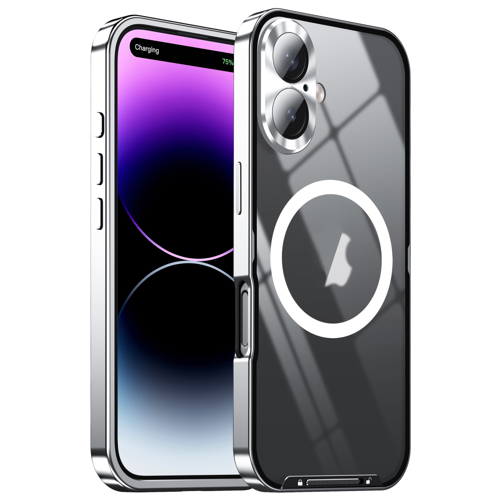 For iPhone 16 Plus Frosted MagSafe Magnetic Metal Phone Case(Silver) For iPhone 16 Plus Frosted MagSafe Magnetic Metal Phone Case(Silver)