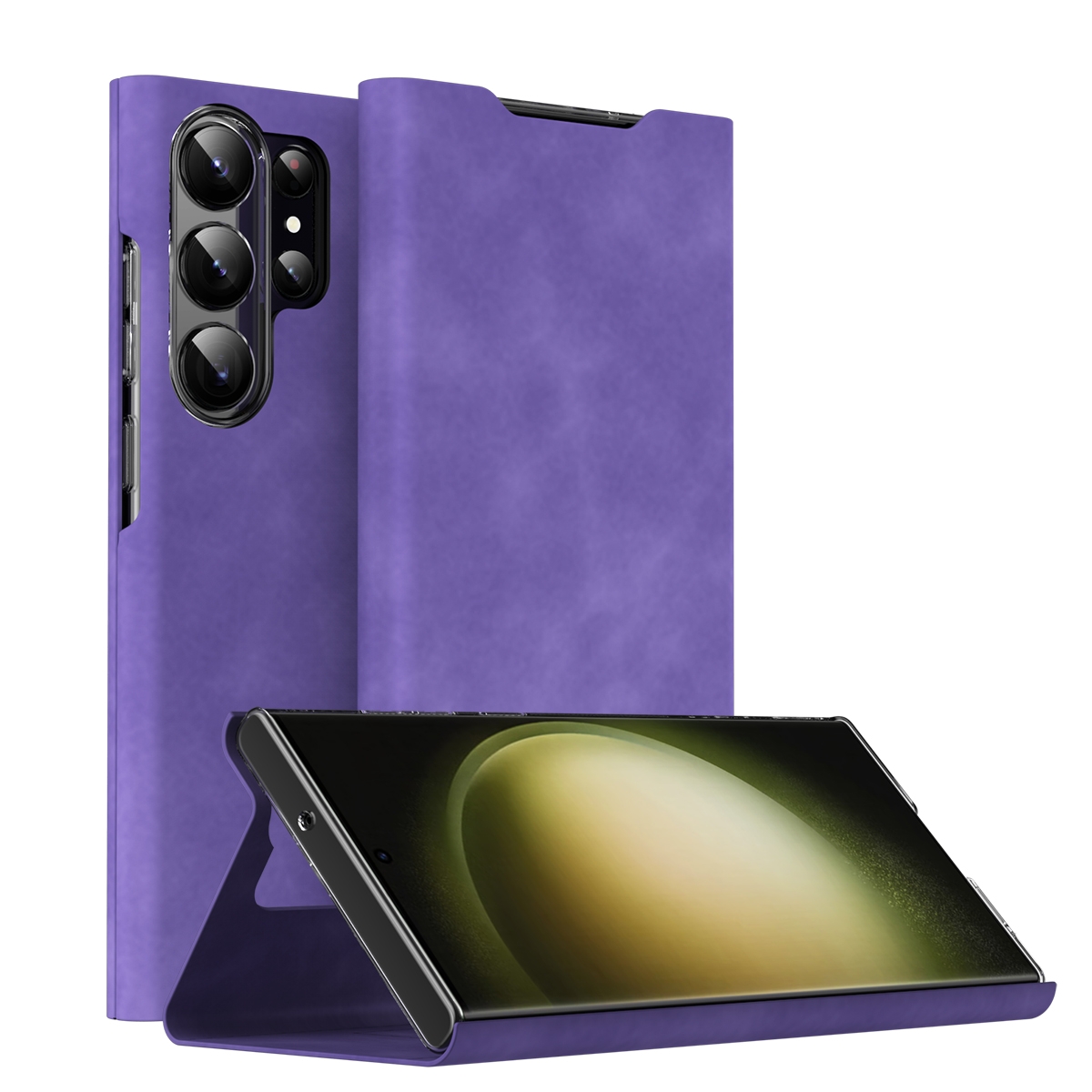 For Samsung Galaxy S23 Ultra 5G Magnetic Napa Texture Leather Phone Case with Holder(Purple) For Samsung Galaxy S23 Ultra 5G Magnetic Napa Texture Leather Phone Case with Holder(Purple)