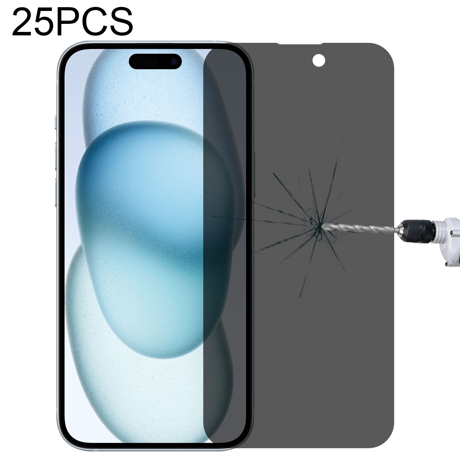 For iPhone 15 Pro / 15 25pcs High Transparency Full Cover Anti-spy Tempered Glass Film For iPhone 15 Pro / 15 25pcs High Transparency Full Cover Anti-spy Tempered Glass Film