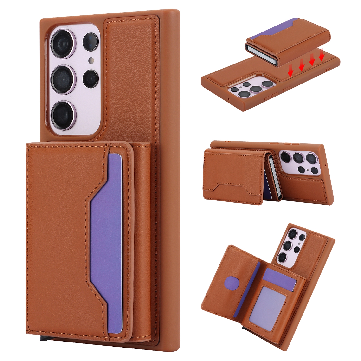 For Samsung Galaxy S23 Ultra RFID Anti-theft Detachable Card Bag Leather Phone Case(Brown) For Samsung Galaxy S23 Ultra RFID Anti-theft Detachable Card Bag Leather Phone Case(Brown)