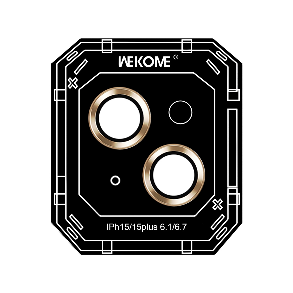 For iPhone 15 WEKOME WTPC-008 Armor Corning Metal Ring Lens Cover Film(Gold) For iPhone 15 WEKOME WTPC-008 Armor Corning Metal Ring Lens Cover Film(Gold)