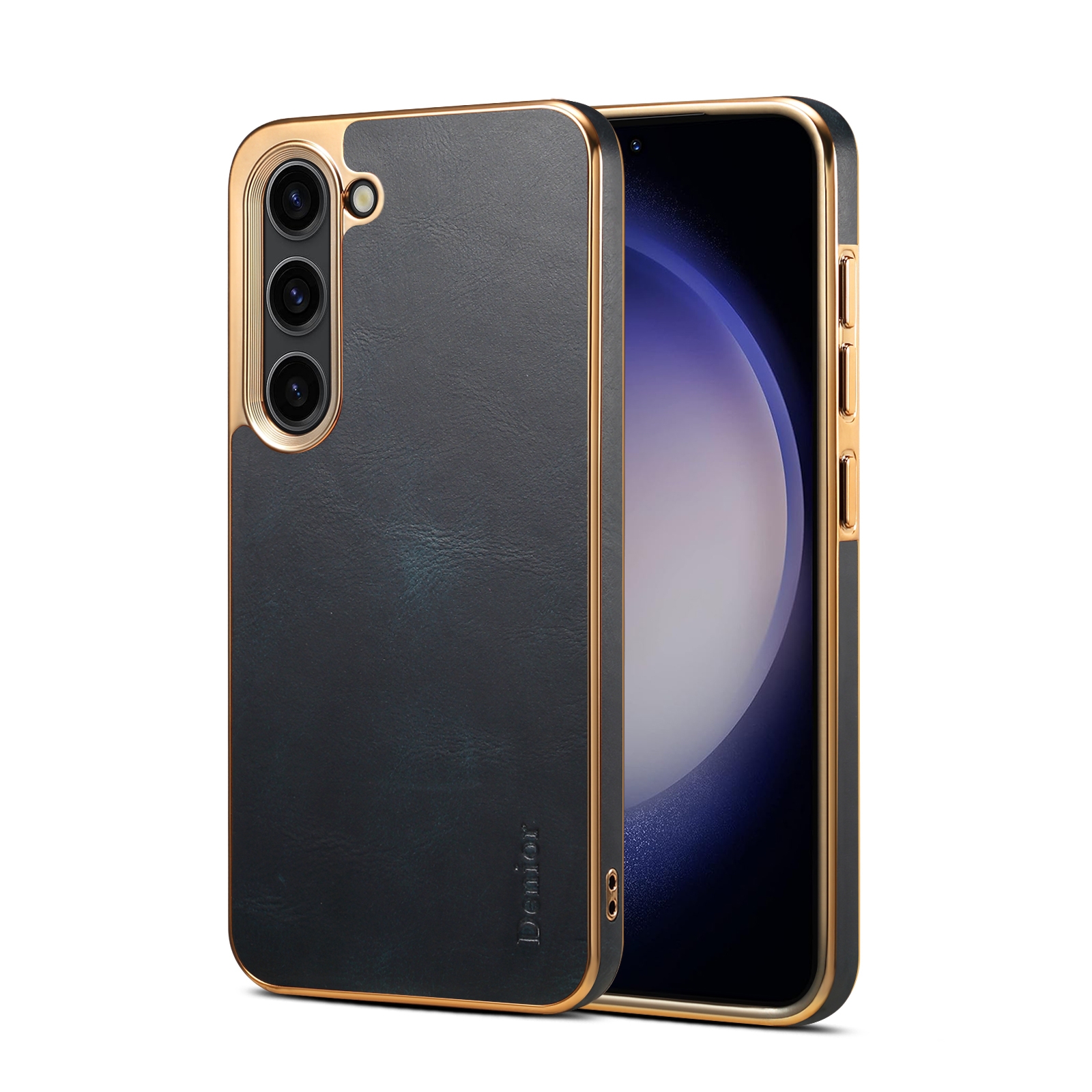 For Samsung Galaxy S23+ 5G Denior Oil Wax Leather Electroplating Phone Case(Blue) For Samsung Galaxy S23+ 5G Denior Oil Wax Leather Electroplating Phone Case(Blue)