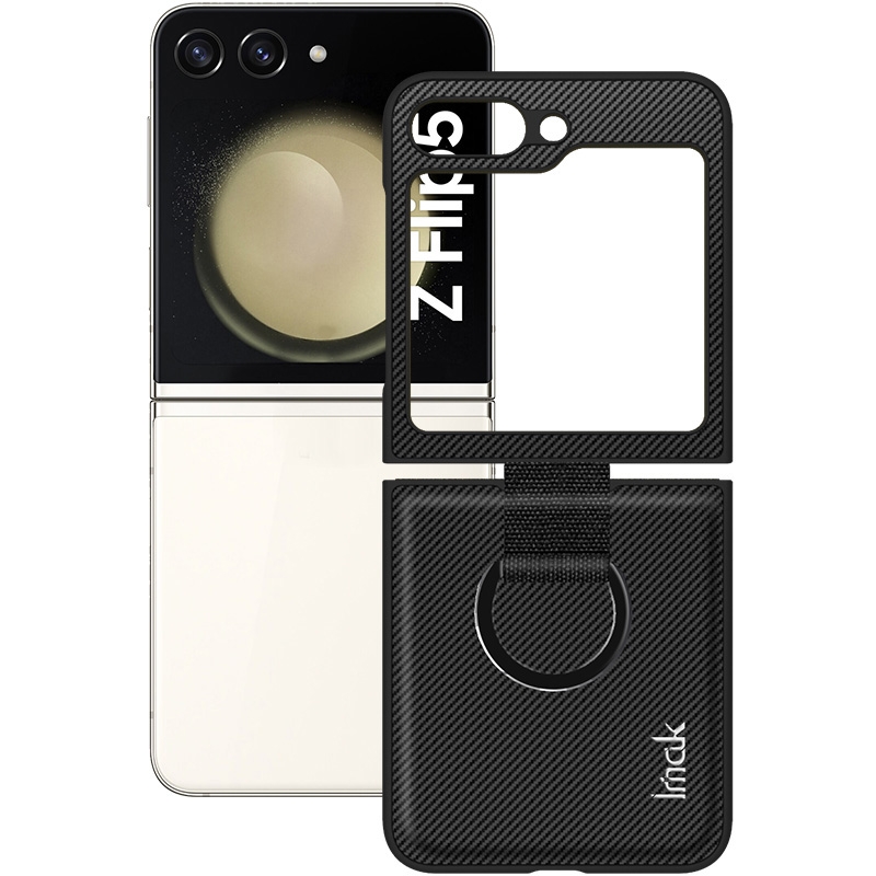 For Samsung Galaxy Z Flip5 5G imak Ruiyi Series Carbon Fiber Phone Case with Ring Holder For Samsung Galaxy Z Flip5 5G imak Ruiyi Series Carbon Fiber Phone Case with Ring Holder