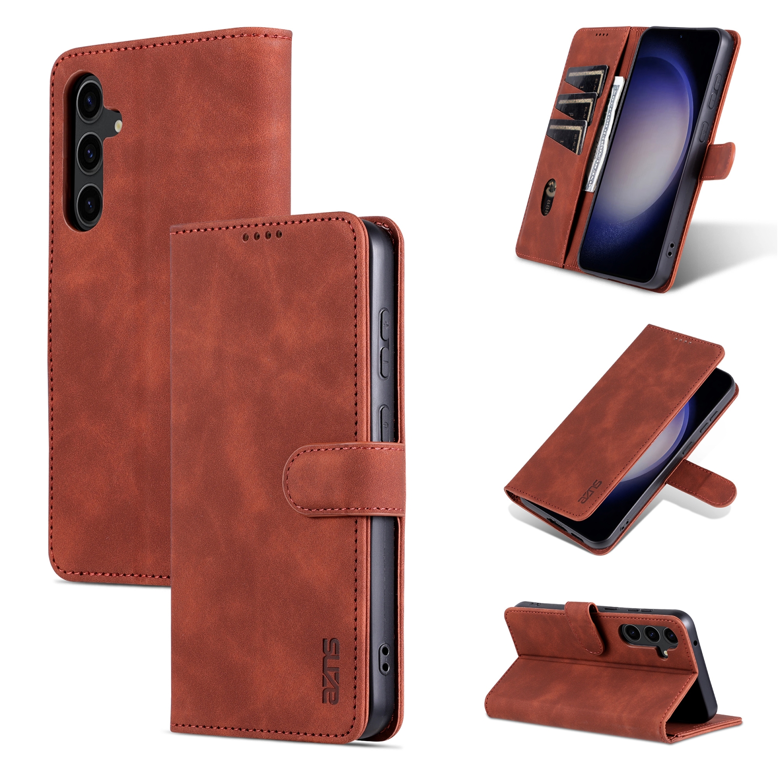 For Samsung Galaxy S23 FE 5G AZNS Skin Feel Calf Texture Flip Leather Phone Case(Brown) For Samsung Galaxy S23 FE 5G AZNS Skin Feel Calf Texture Flip Leather Phone Case(Brown)