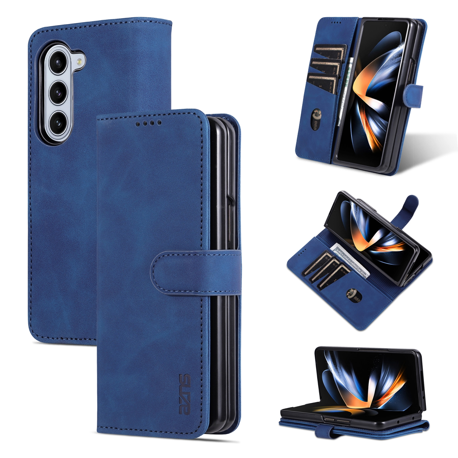 For Samsung Galaxy Z Fold5 AZNS Skin Feel Calf Texture Flip Leather Phone Case(Blue) For Samsung Galaxy Z Fold5 AZNS Skin Feel Calf Texture Flip Leather Phone Case(Blue)