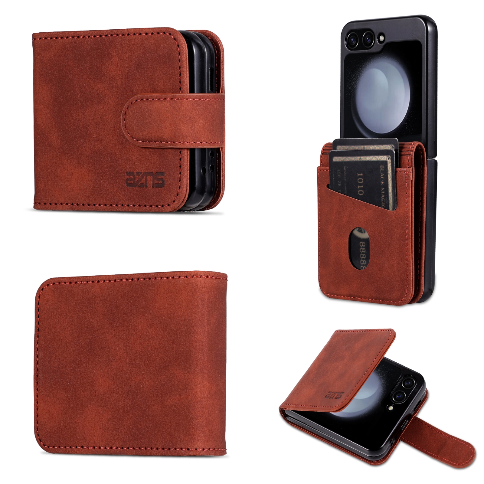 For Samsung Galaxy Z Flip6 5G AZNS Skin Feel Calf Texture Flip Leather Phone Case(Brown) For Samsung Galaxy Z Flip6 5G AZNS Skin Feel Calf Texture Flip Leather Phone Case(Brown)