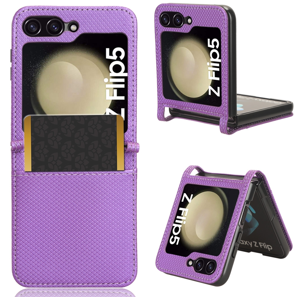 For Samsung Galaxy Z Flip5 Diamond Texture Leather Phone Case(Purple) For Samsung Galaxy Z Flip5 Diamond Texture Leather Phone Case(Purple)