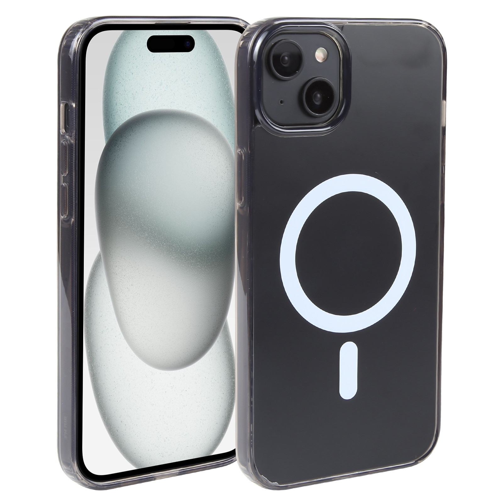 For iPhone 15 Plus GEBEI MagSafe Magnetic Transparent Phone Case(Transparent Black) For iPhone 15 Plus GEBEI MagSafe Magnetic Transparent Phone Case(Transparent Black)