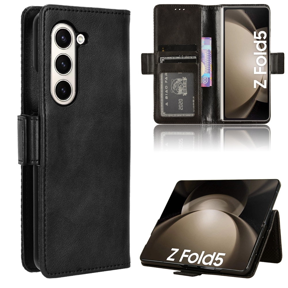 For Samsung Galaxy Z Fold5 Side Buckle Retro Texture Leather Phone Case(Black) For Samsung Galaxy Z Fold5 Side Buckle Retro Texture Leather Phone Case(Black)