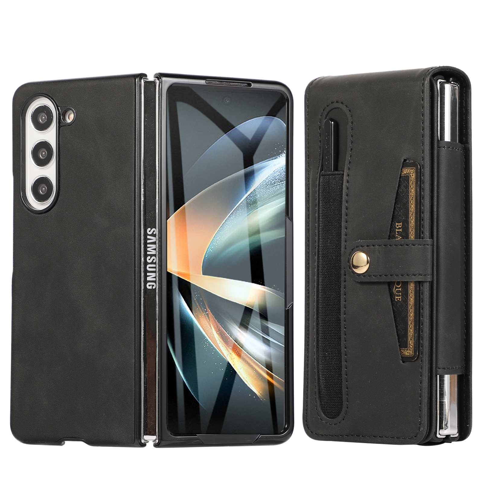 For Samsung Galaxy Z Fold5 Multifunctional Folding Phone Leather Case(Black) For Samsung Galaxy Z Fold5 Multifunctional Folding Phone Leather Case(Black)