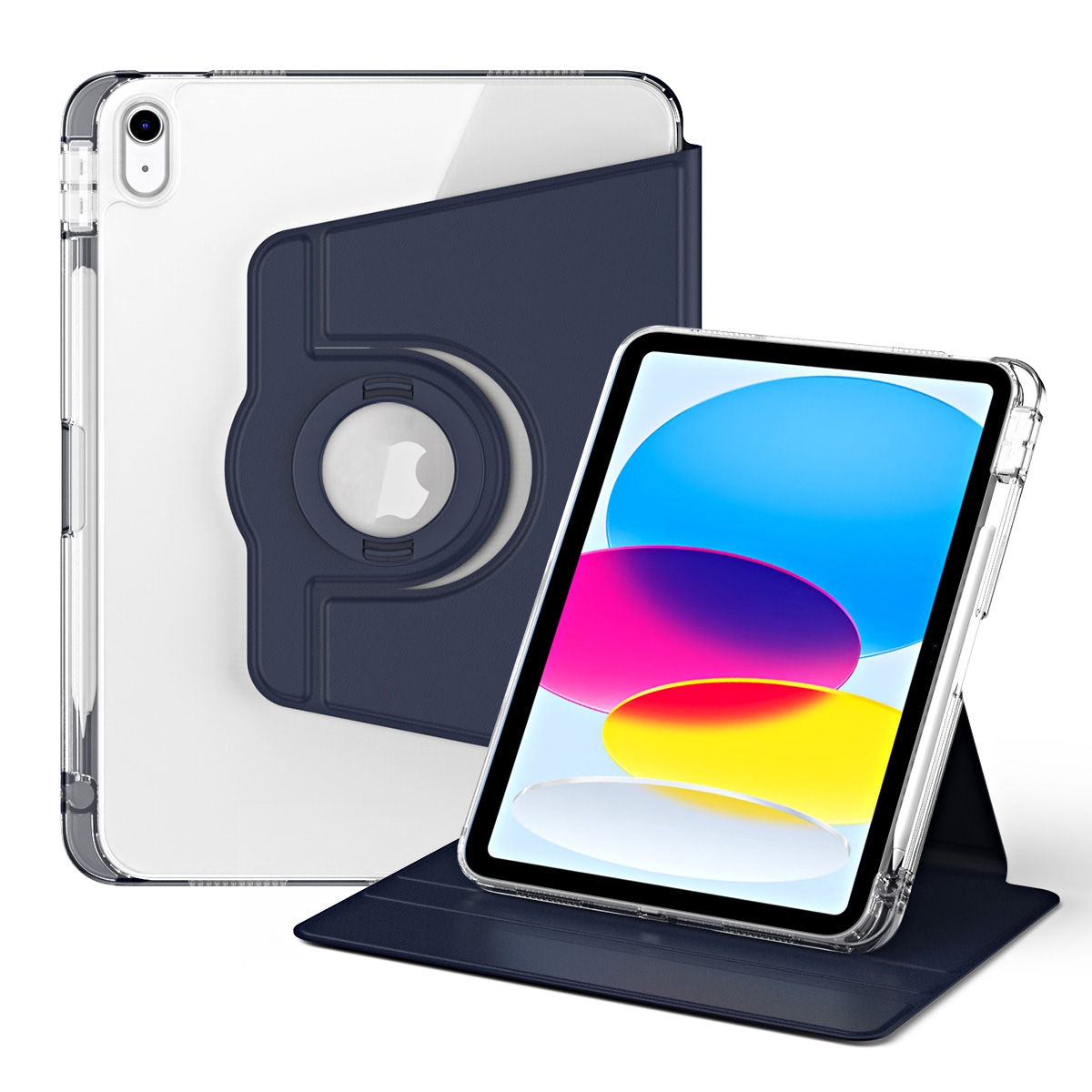 For iPad 10th Gen 10.9 2022 360 Rotation Detachable Clear Acrylic Leather Tablet Case(Dark Blue) For iPad 10th Gen 10.9 2022 360 Rotation Detachable Clear Acrylic Leather Tablet Case(Dark Blue)