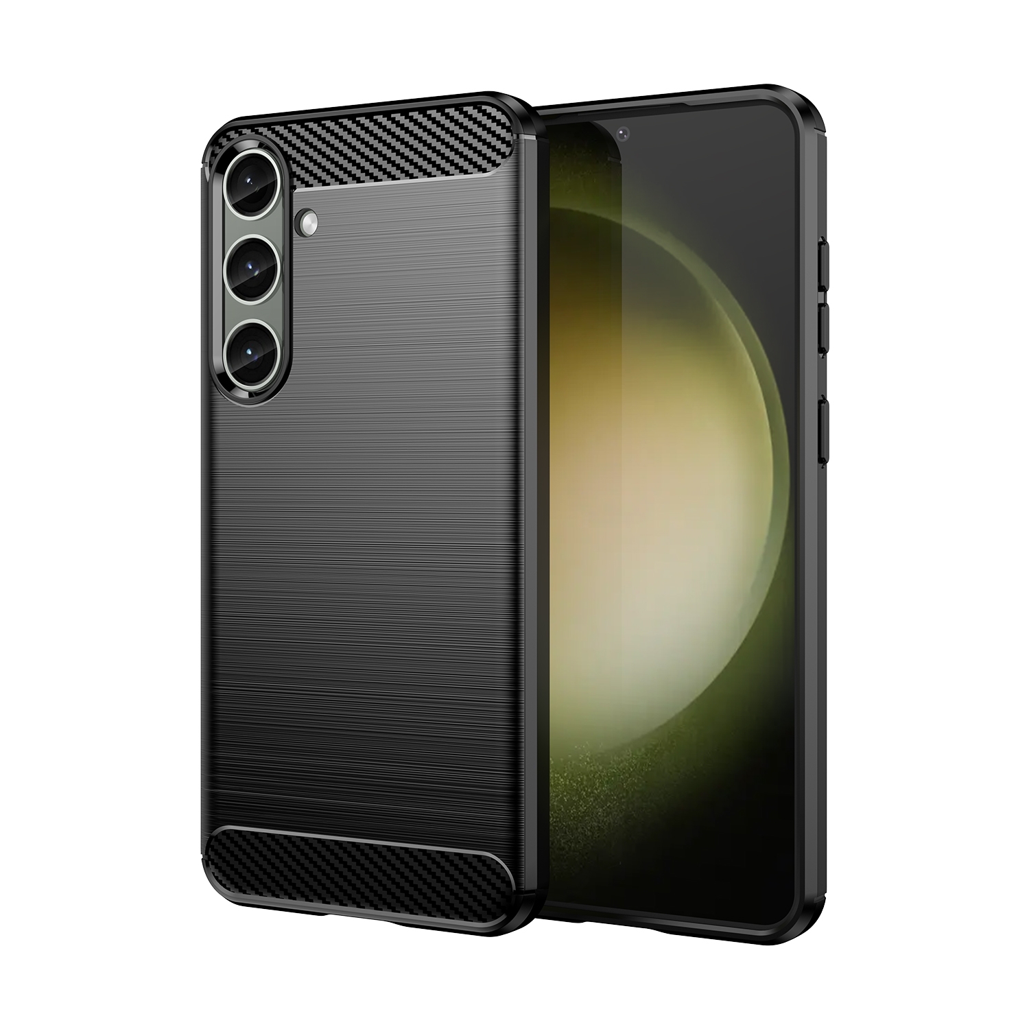 For Samsung Galaxy S24+ 5G Brushed Texture Carbon Fiber TPU Phone Case(Black)