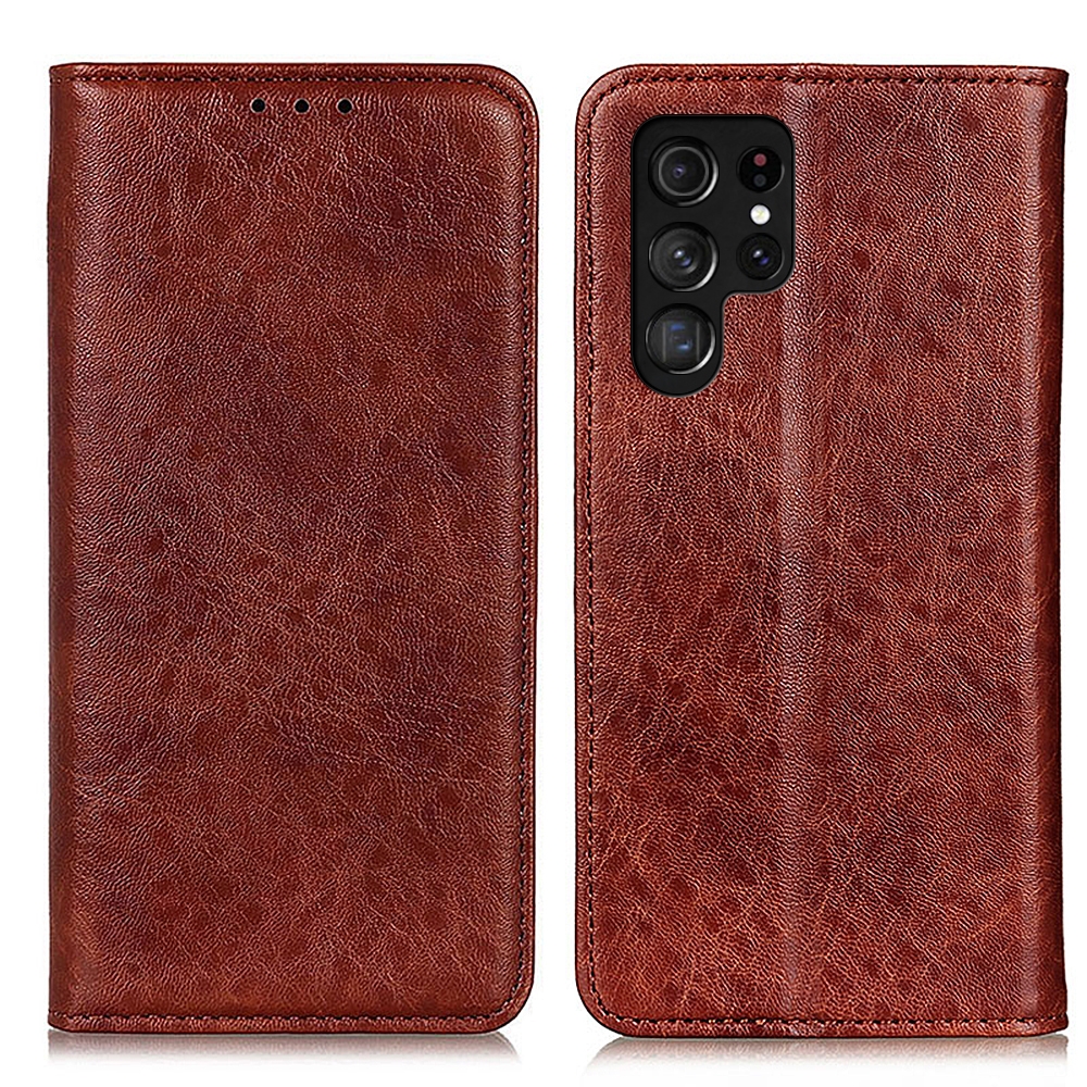 Samsung Galaxy S24 Ultra Magnetic Crazy Horse Texture Leather Phone Case(Brown) Samsung Galaxy S24 Ultra Magnetic Crazy Horse Texture Leather Phone Case(Brown)