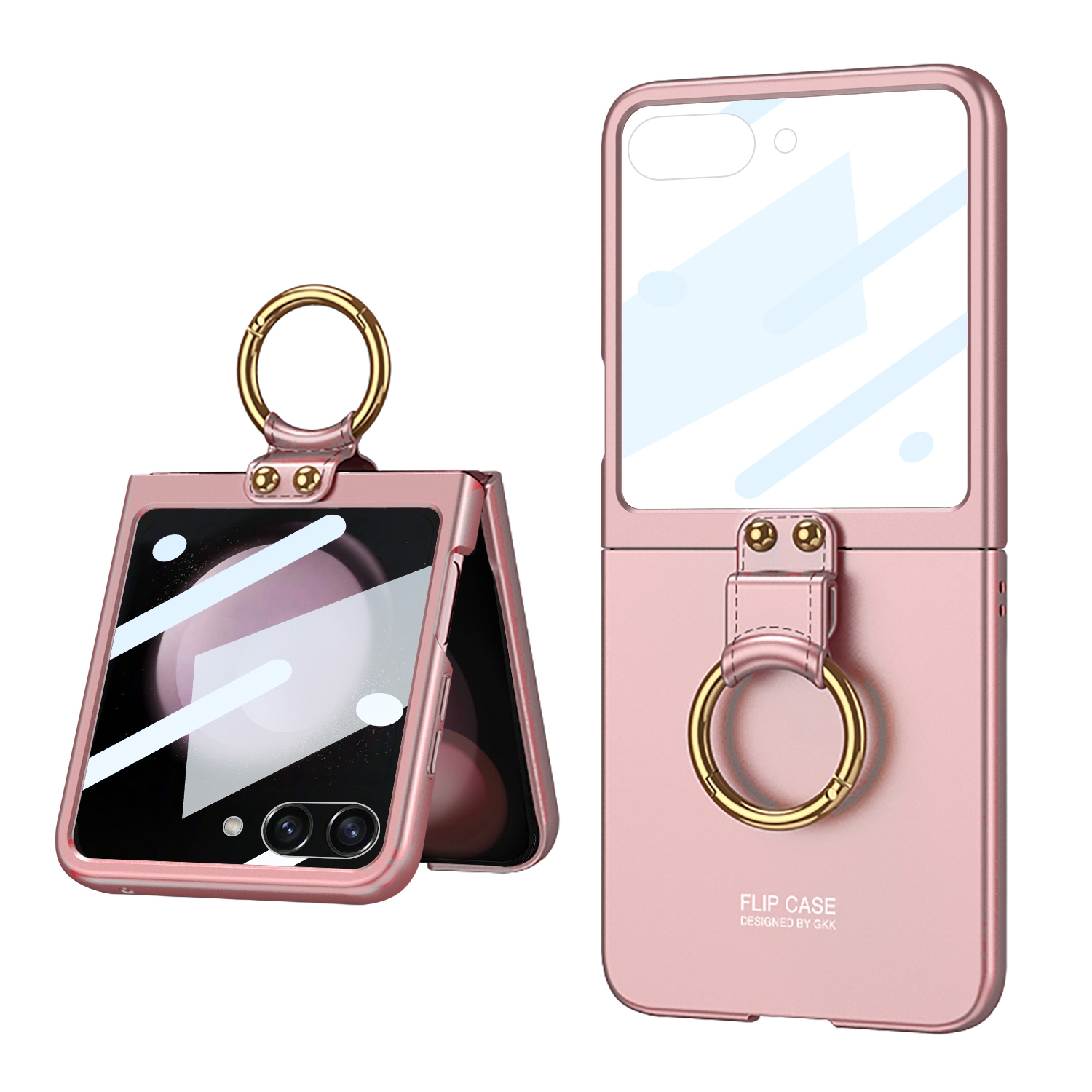 For Samsung Galaxy Z Flip5 GKK Integrated Ultra-thin PC Ring Holder Phone Case(Pink) For Samsung Galaxy Z Flip5 GKK Integrated Ultra-thin PC Ring Holder Phone Case(Pink)