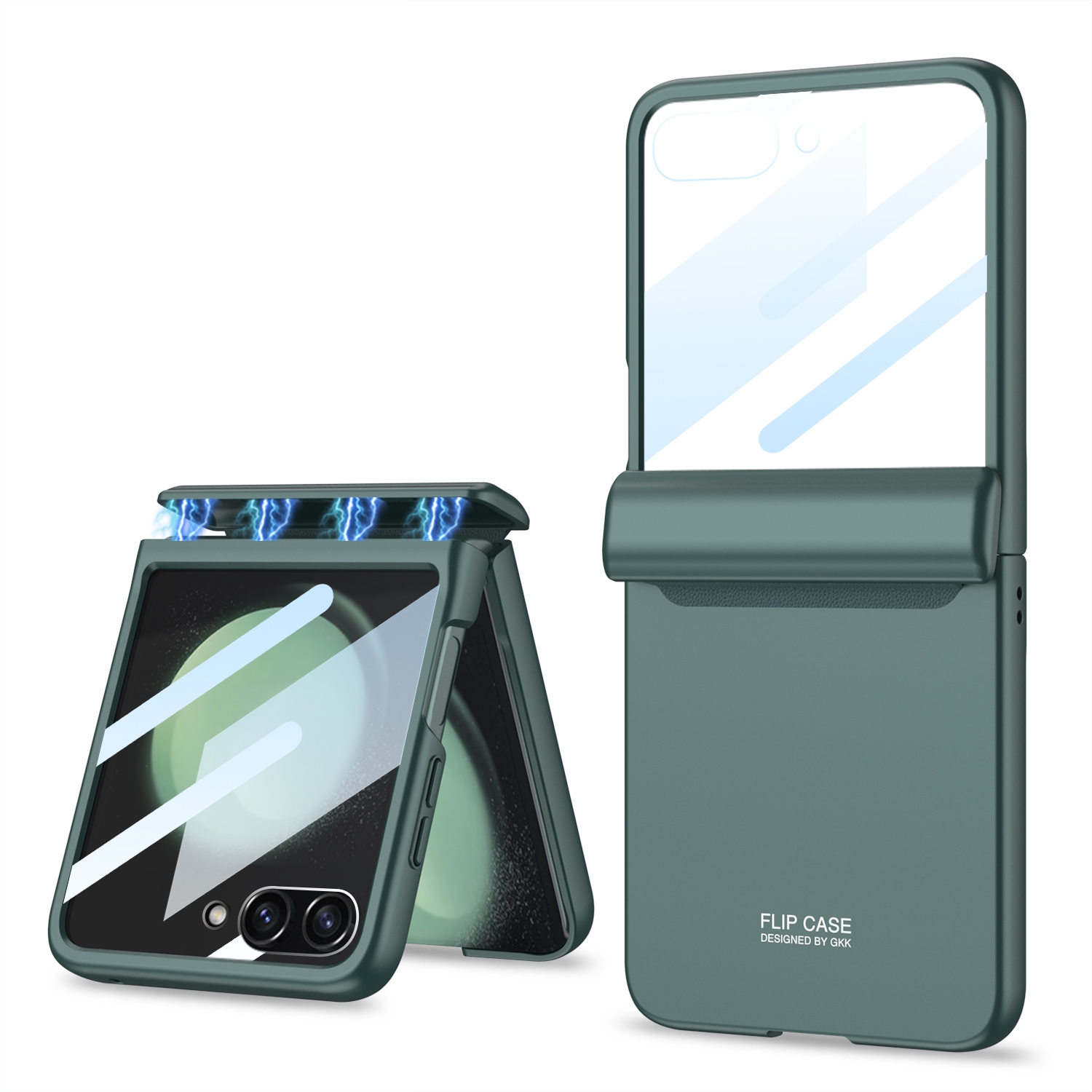 For Samsung Galaxy Z Flip5 GKK Integrated Full Coverage Folding Phone Case(Green) For Samsung Galaxy Z Flip5 GKK Integrated Full Coverage Folding Phone Case(Green)