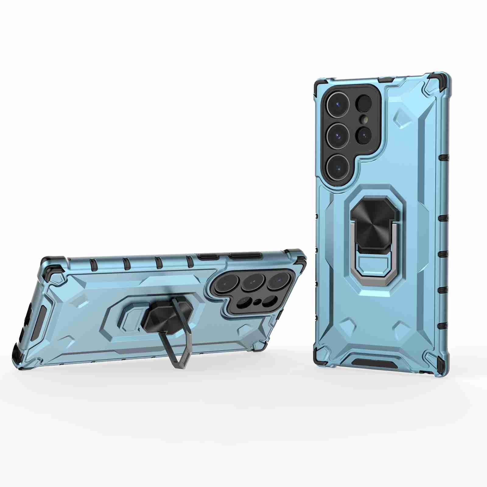 For Samsung Galaxy S23 Ultra 5G Ice Armor Series Ring Holder Phone Case(Blue) For Samsung Galaxy S23 Ultra 5G Ice Armor Series Ring Holder Phone Case(Blue)