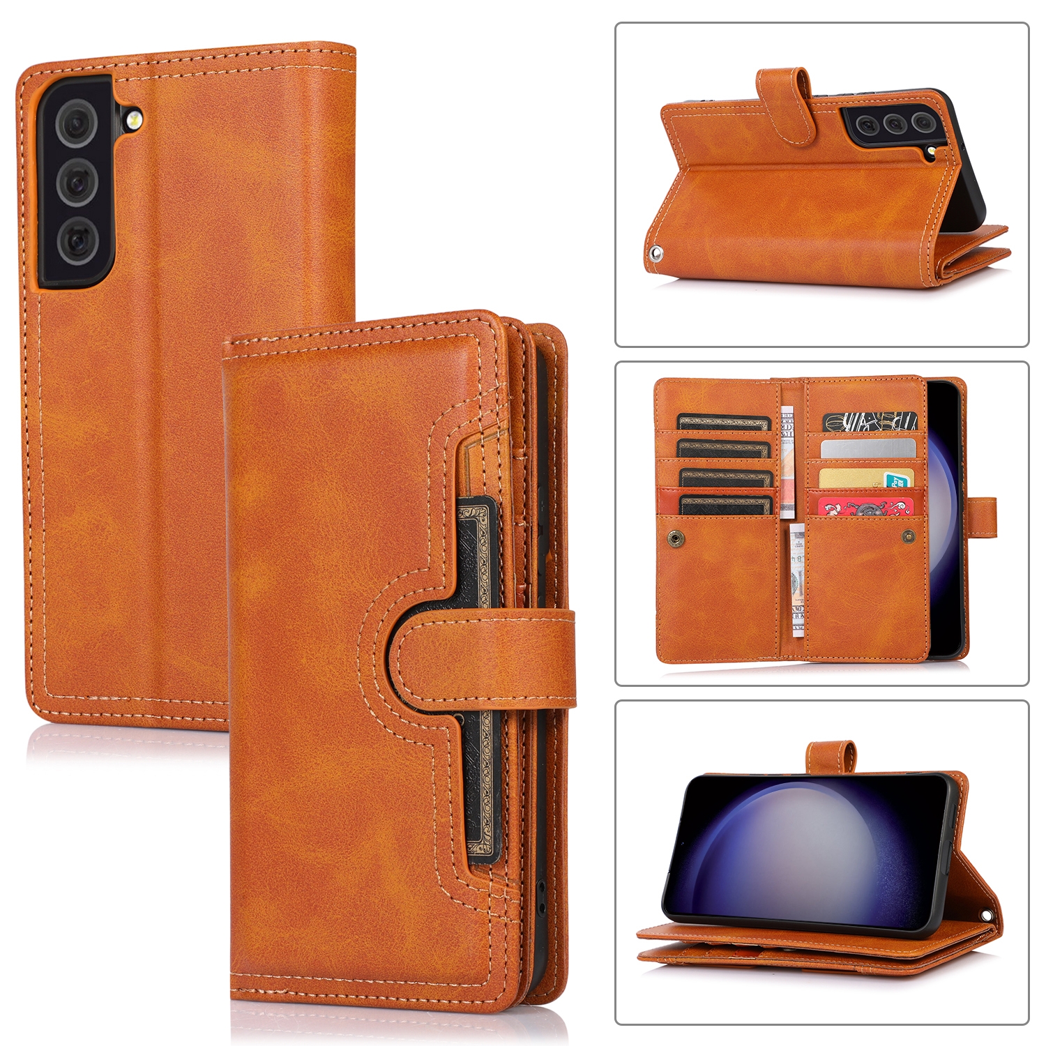 For Samsung Galaxy S23+ 5G Wristband Card Slot Leather Phone Case(Brown) For Samsung Galaxy S23+ 5G Wristband Card Slot Leather Phone Case(Brown)