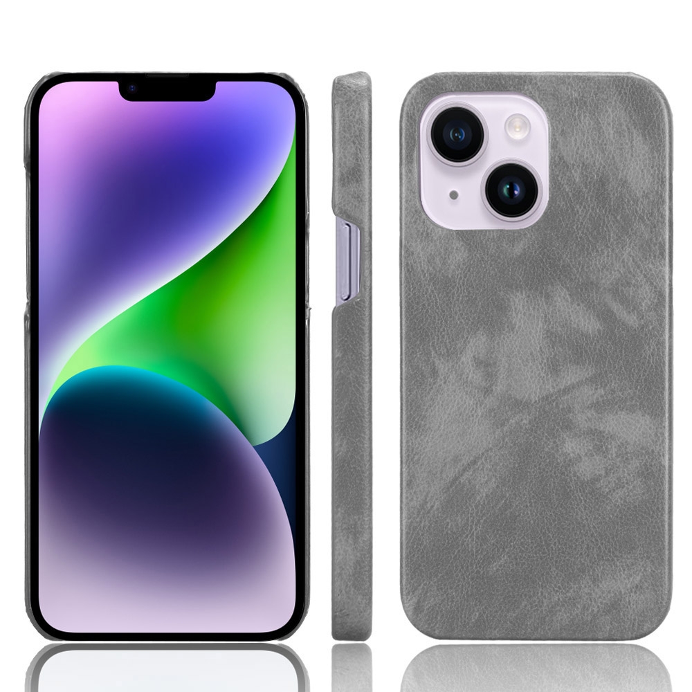 For iPhone 15 Plus Litchi Texture Back Cover Phone Case(Grey) For iPhone 15 Plus Litchi Texture Back Cover Phone Case(Grey)