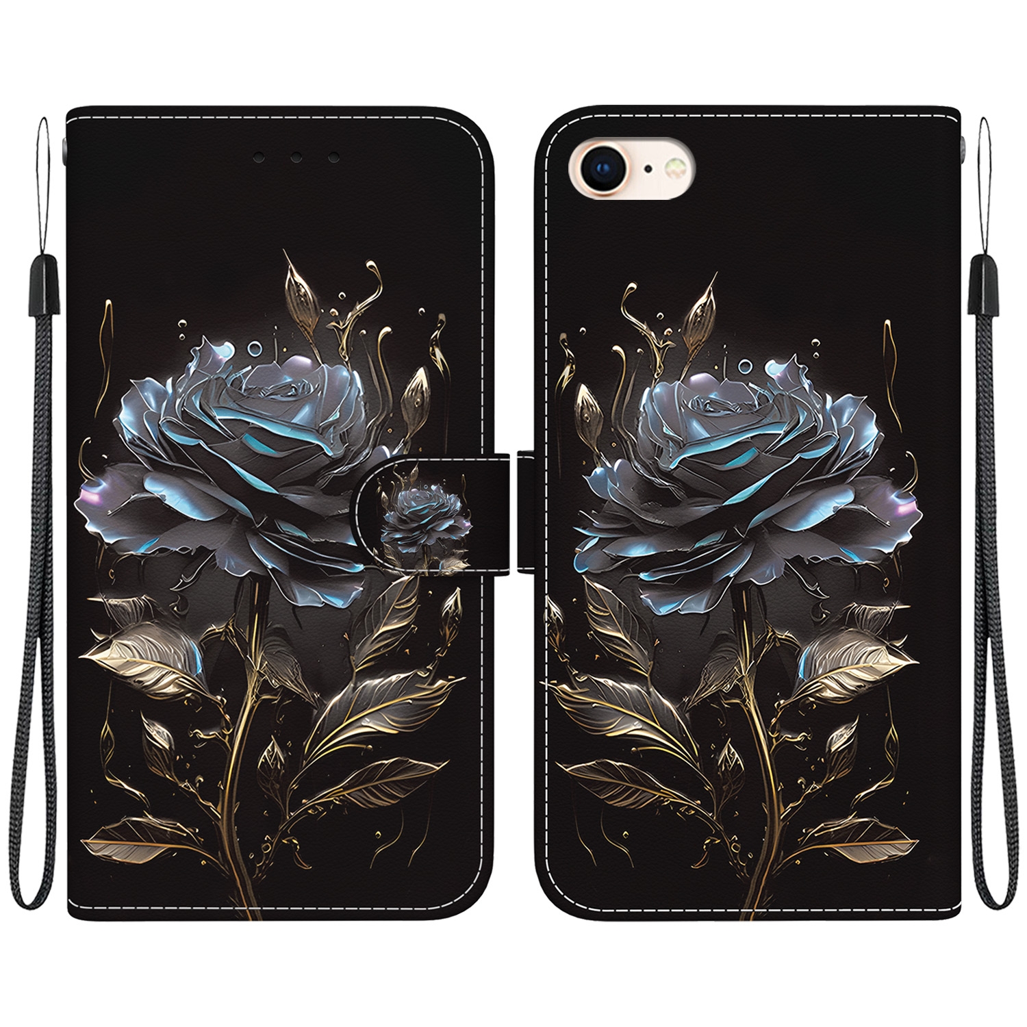For iPhone SE 2022 / SE 2020 Crystal Texture Colored Drawing Leather Phone Case(Black Rose) For iPhone SE 2022 / SE 2020 Crystal Texture Colored Drawing Leather Phone Case(Black Rose)