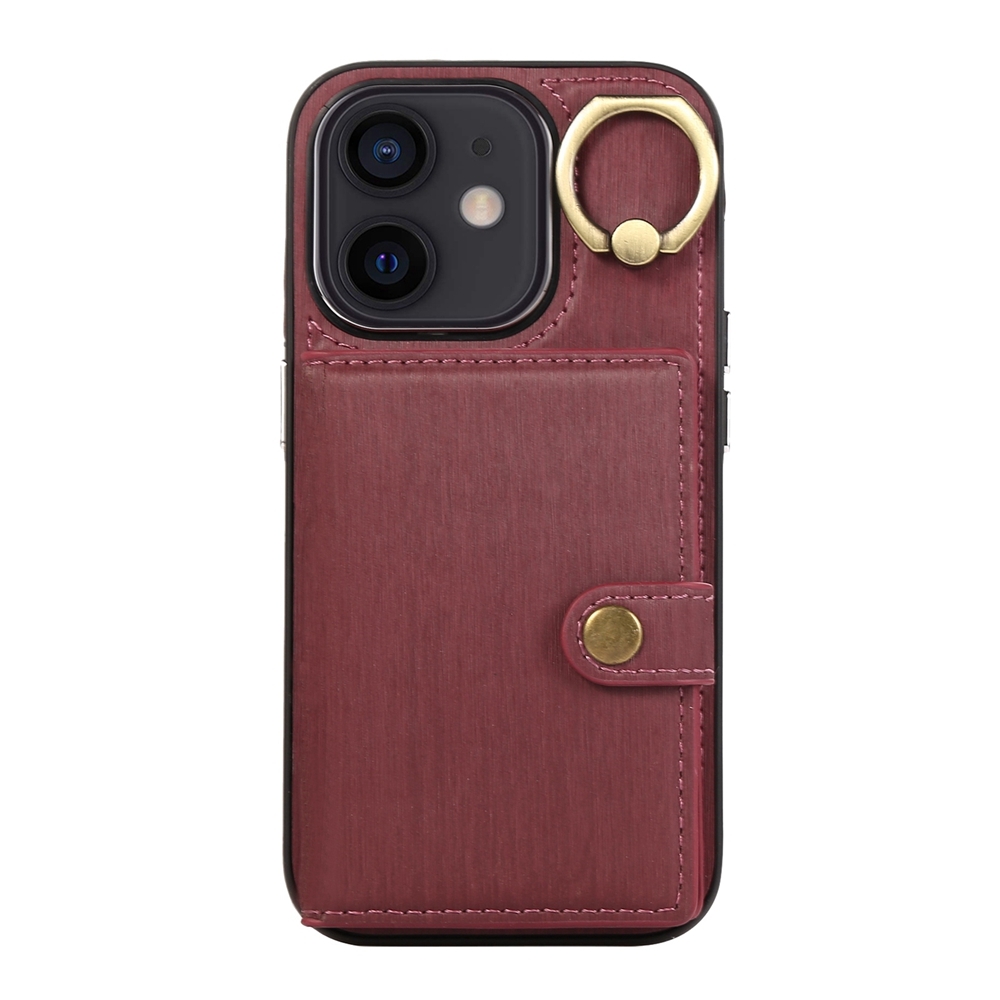 For iPhone 11 Brushed Texture Wallet Ring Holder Phone Case(Wine Red) For iPhone 11 Brushed Texture Wallet Ring Holder Phone Case(Wine Red)